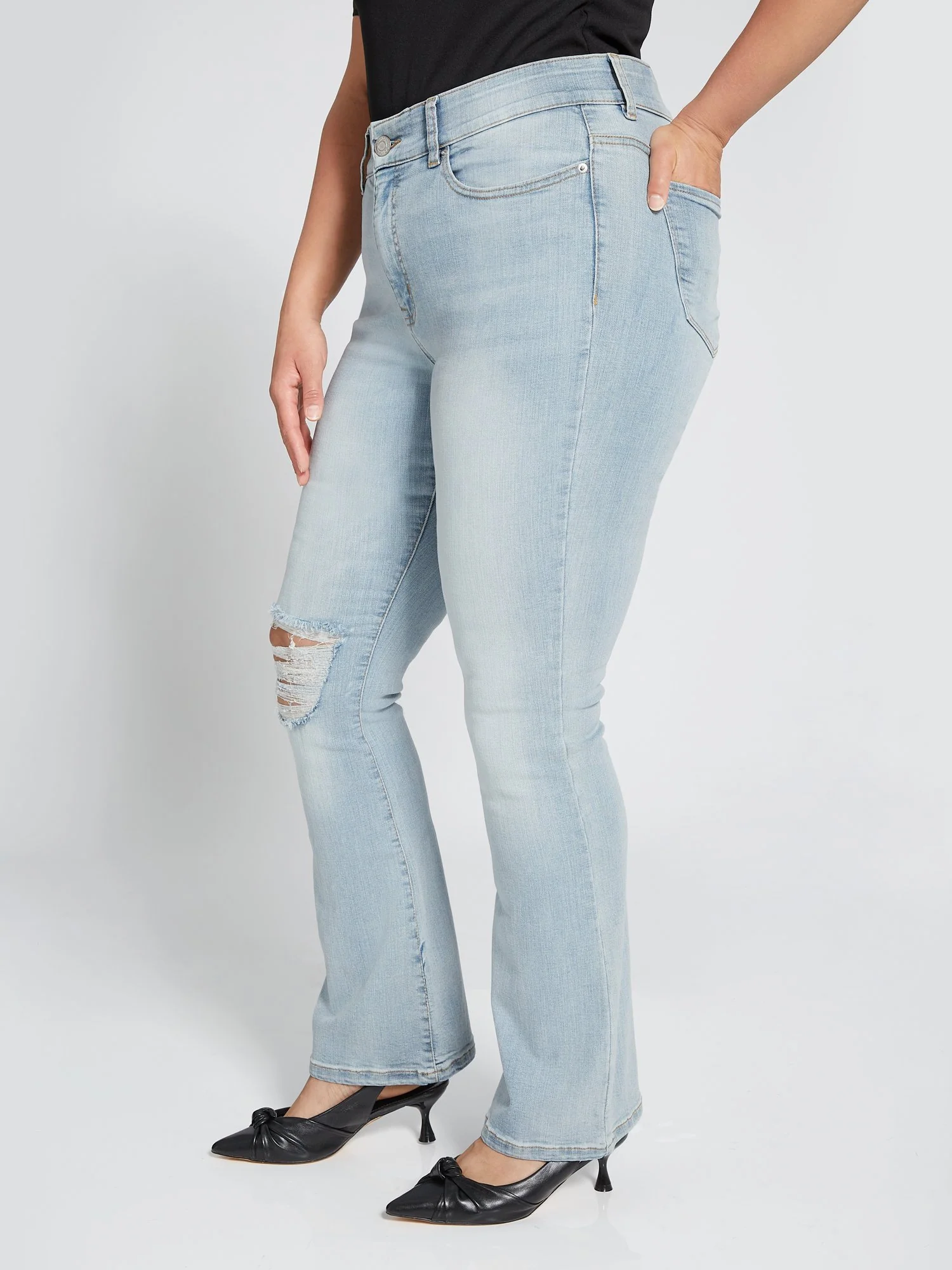 Tall Curvy High-Waisted Bootcut Jeans - Light Wash - Image 2