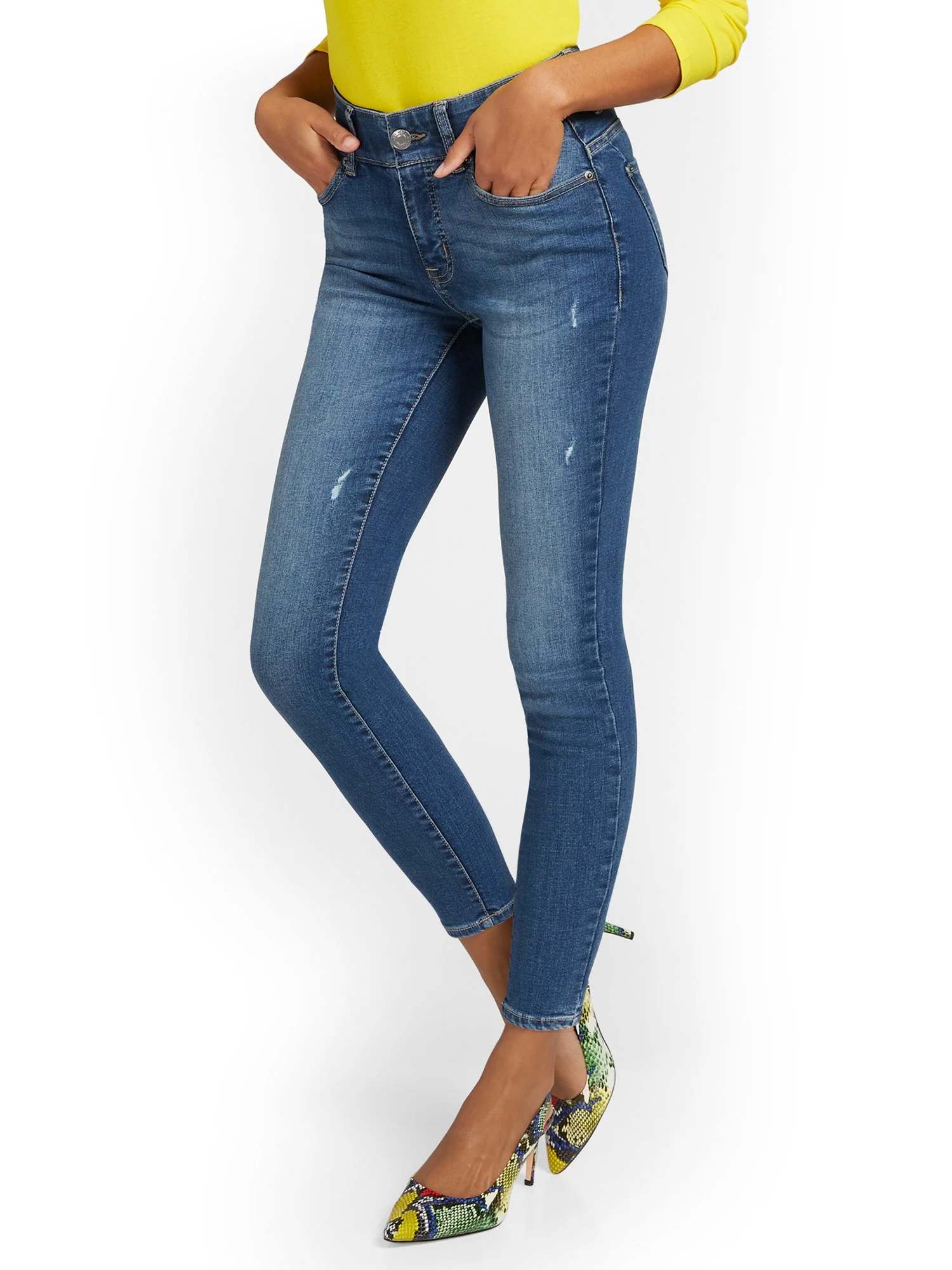 Tall Curvy High-Waisted Super-Skinny Ankle Jeans - Dark Wash - Image 2