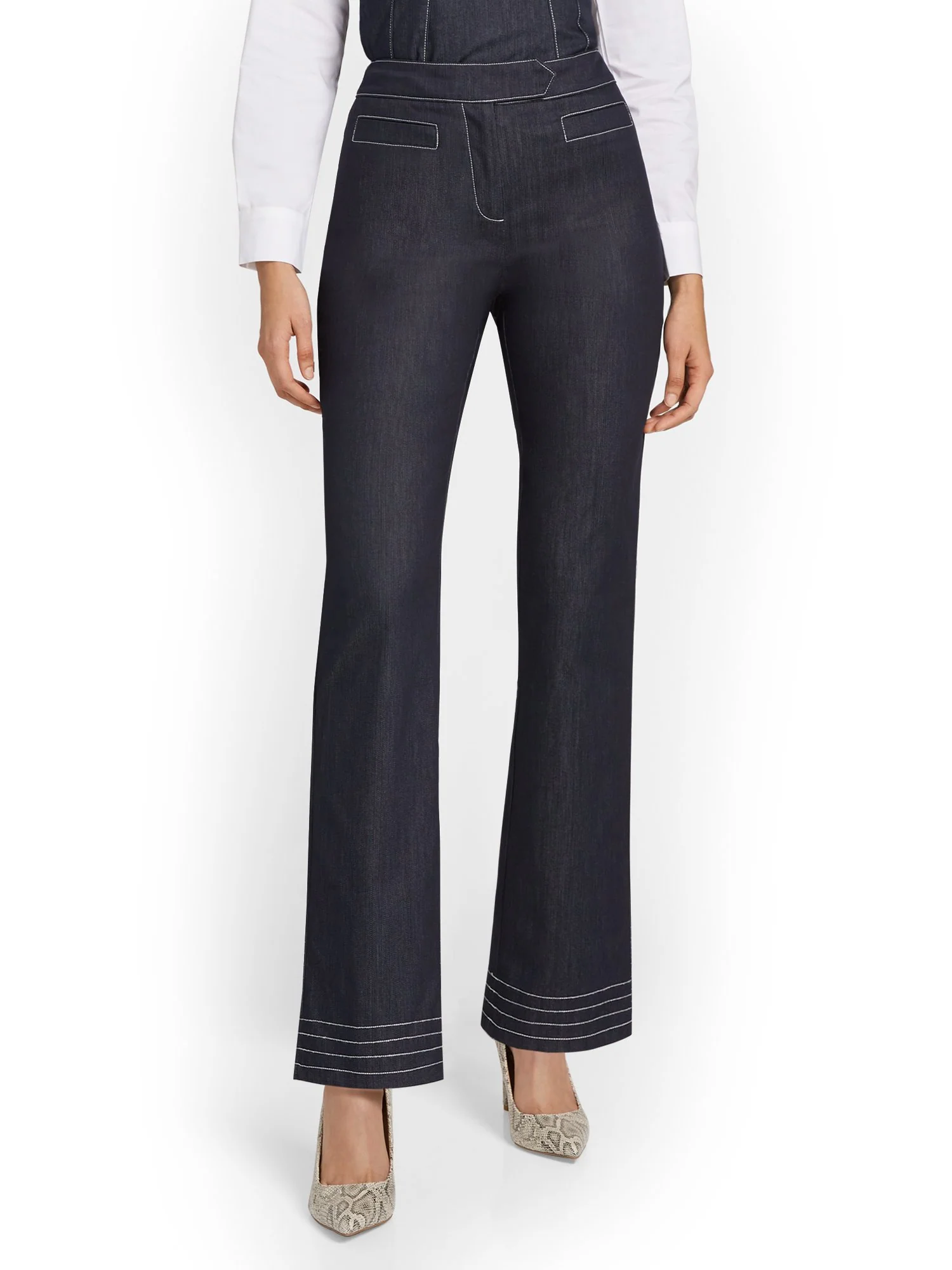 Tall Denim Topstitch Straight-Leg Pant - Image 2