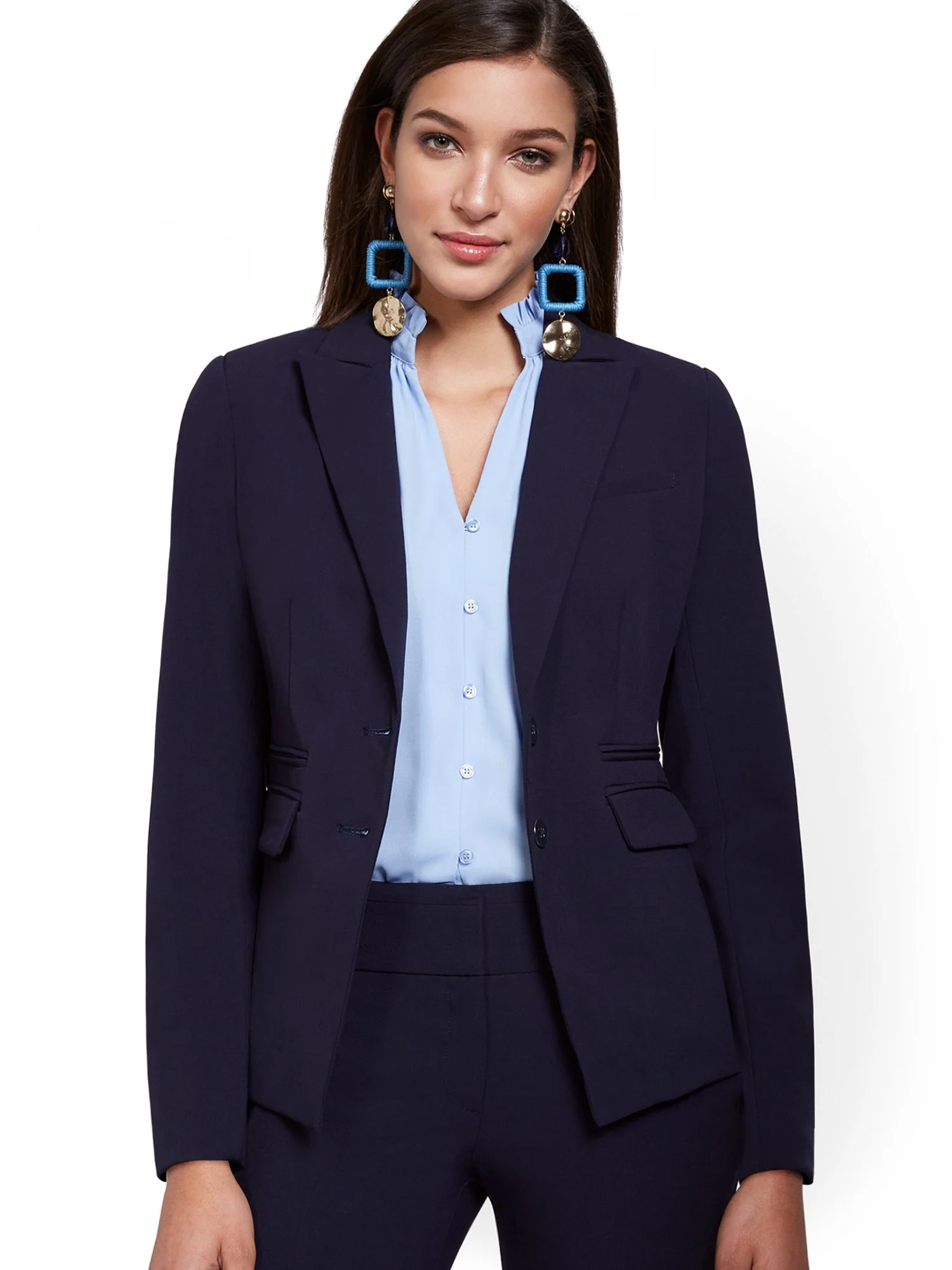 Tall Faux-Pocket Button-Front Blazer - Essential Stretch - Image 15