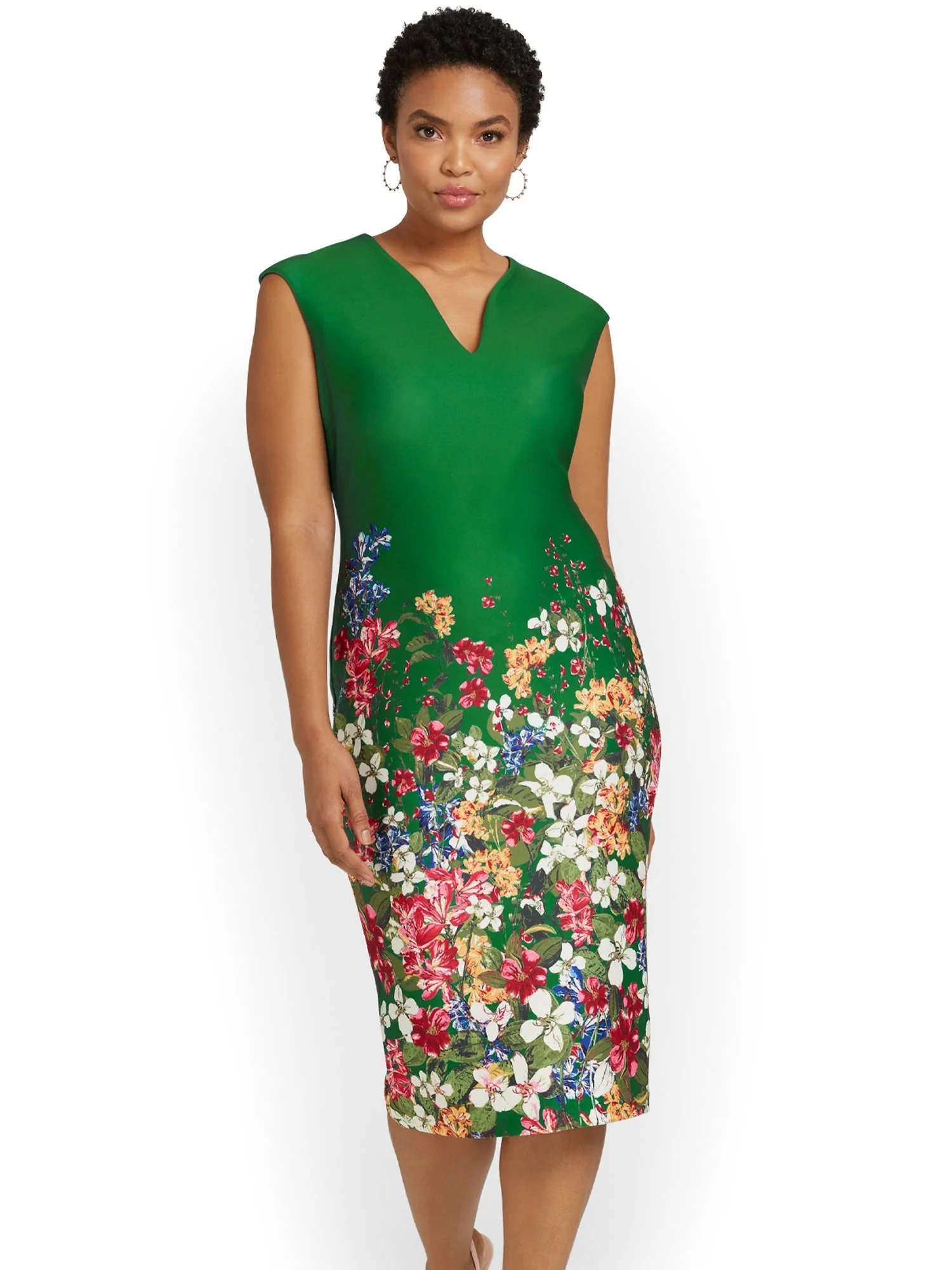 Tall Floral-Print V-Neck Sheath Dress - Image 2