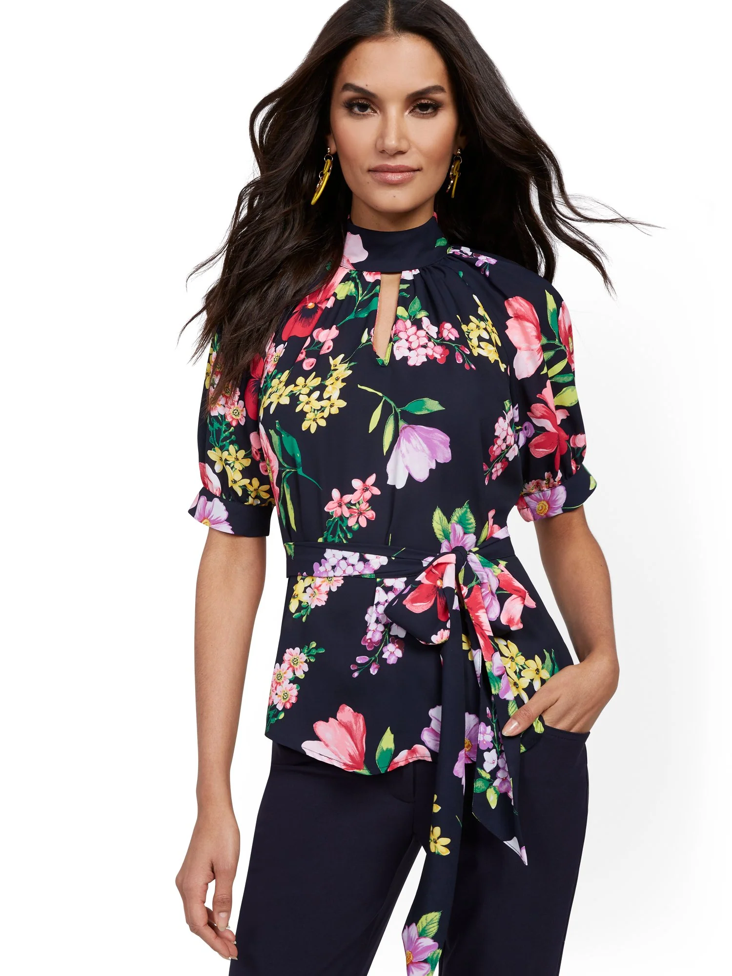 Tall Floral Puff-Sleeve Blouse - 7th Avenue - Image 4