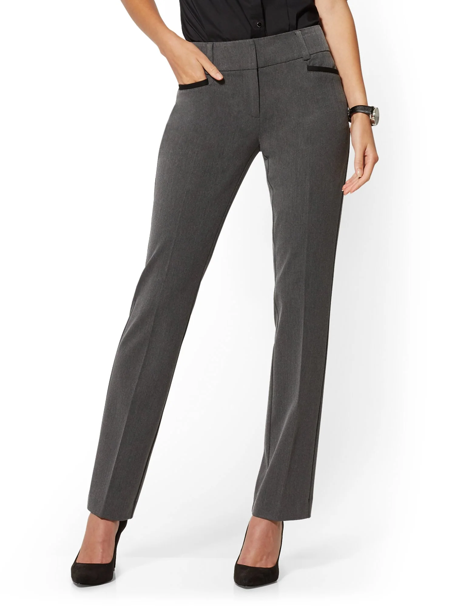 Tall Grey Straight-Leg Pant - Signature - Superstretch - 7th Avenue - Image 2
