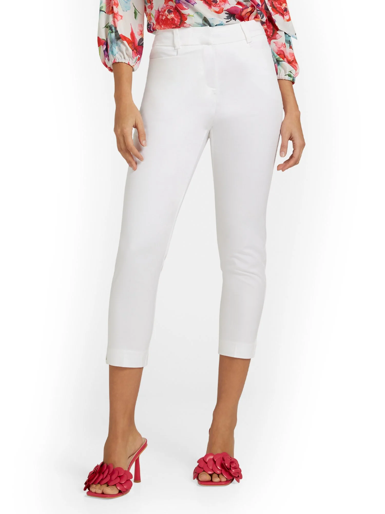 Tall High-Waisted White Capri Pant