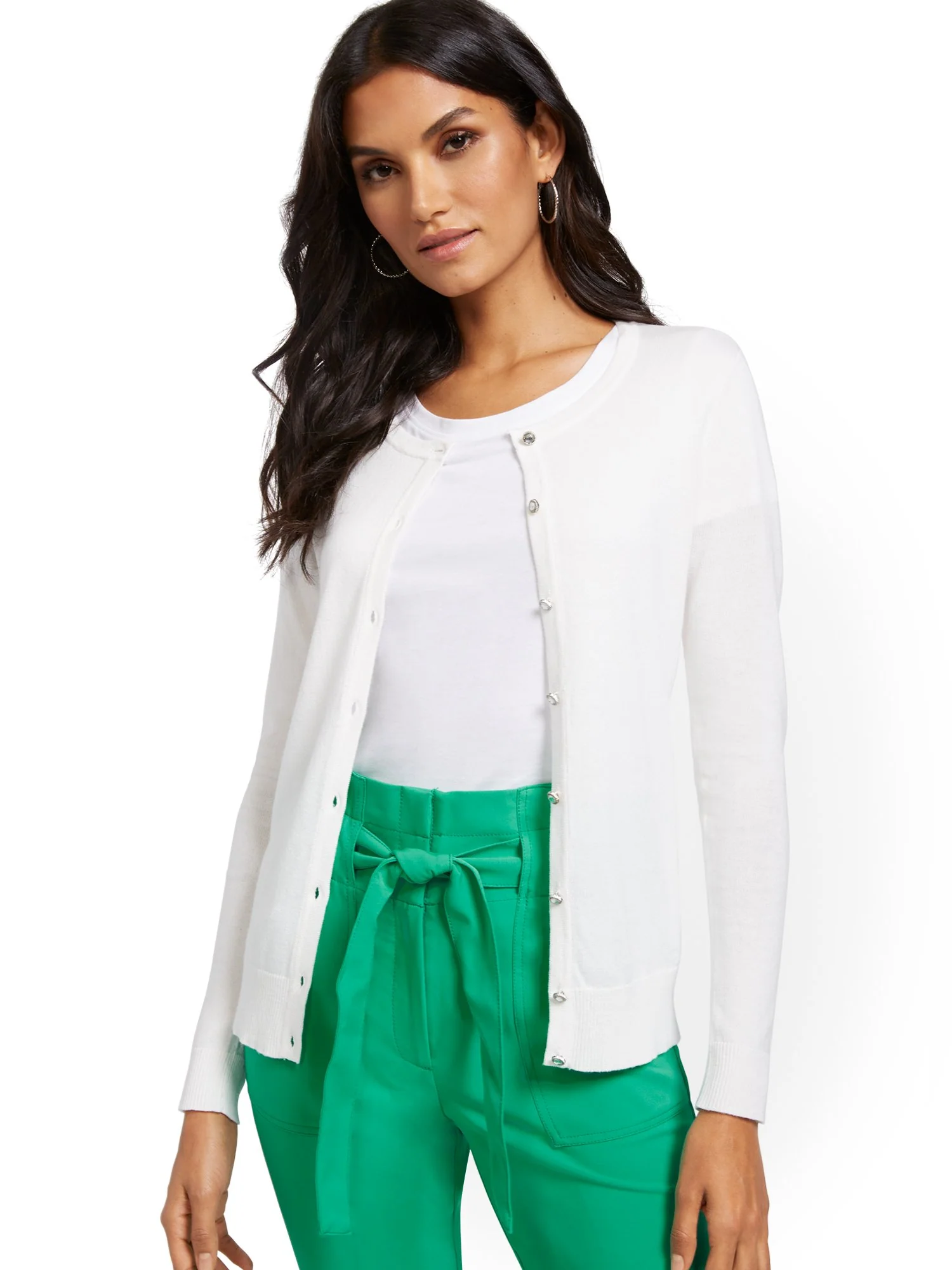 Tall Jeweltone-Button Chelsea Crewneck Cardigan - Image 17
