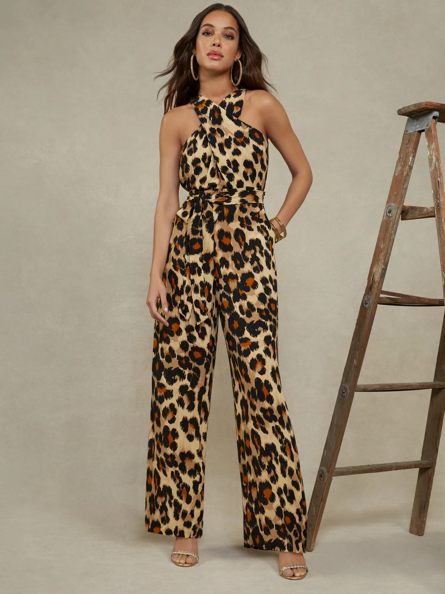Tall Leopard-Print Gauze Jumpsuit - Image 2