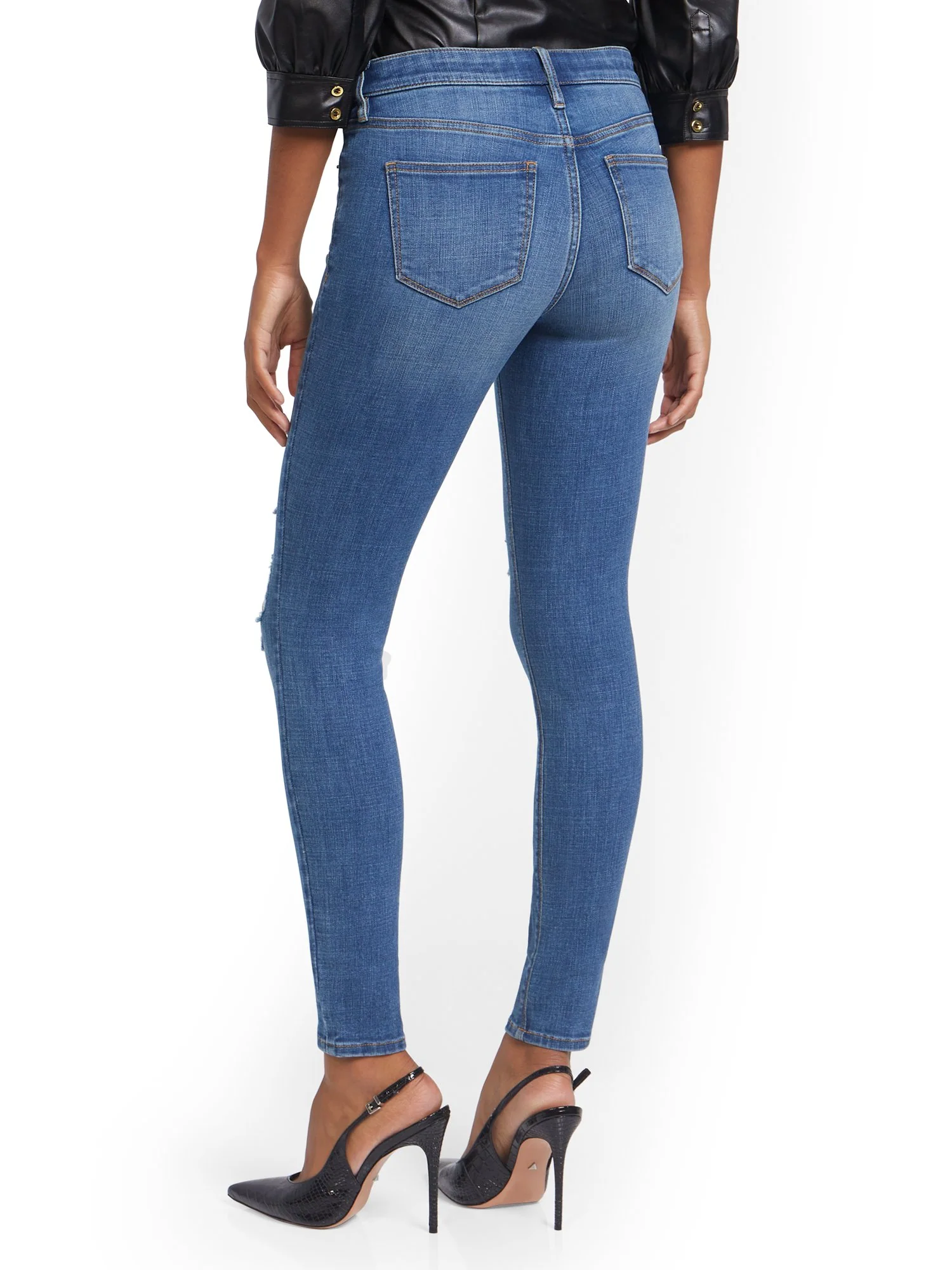 Tall Lexi Mid-Rise Destroyed Super-Skinny Jeans - Fetching Wash - Image 2