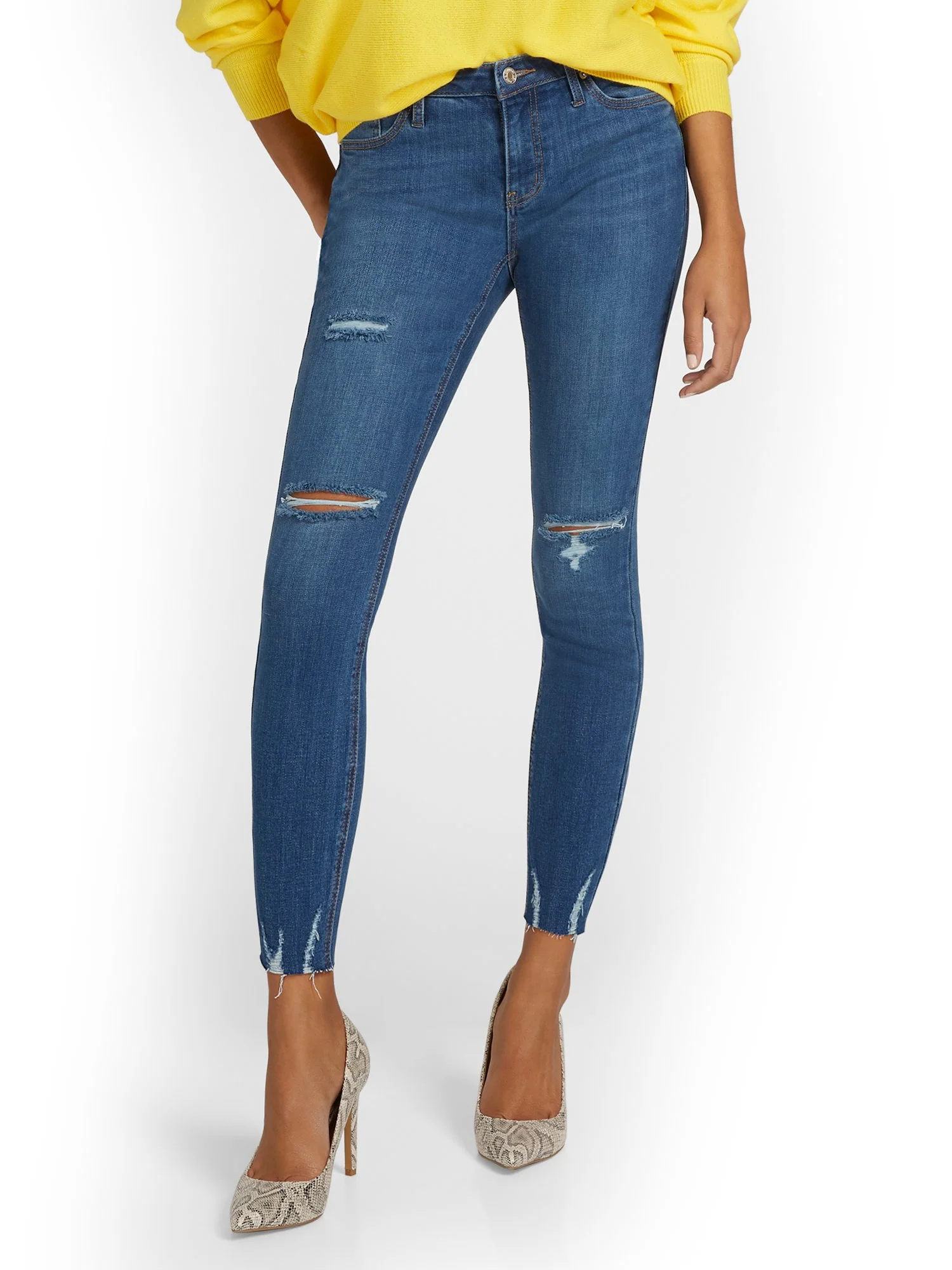 Tall Lexi Mid-Rise Super-Skinny Ankle Jeans - Dark Blue Wash - Image 2