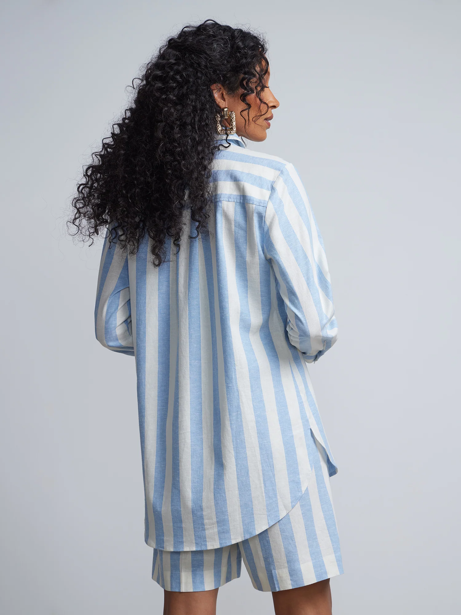 Tall Linen-Blend Striped Boyfriend Button-Front - NY&C Madison Shirt® - Image 3