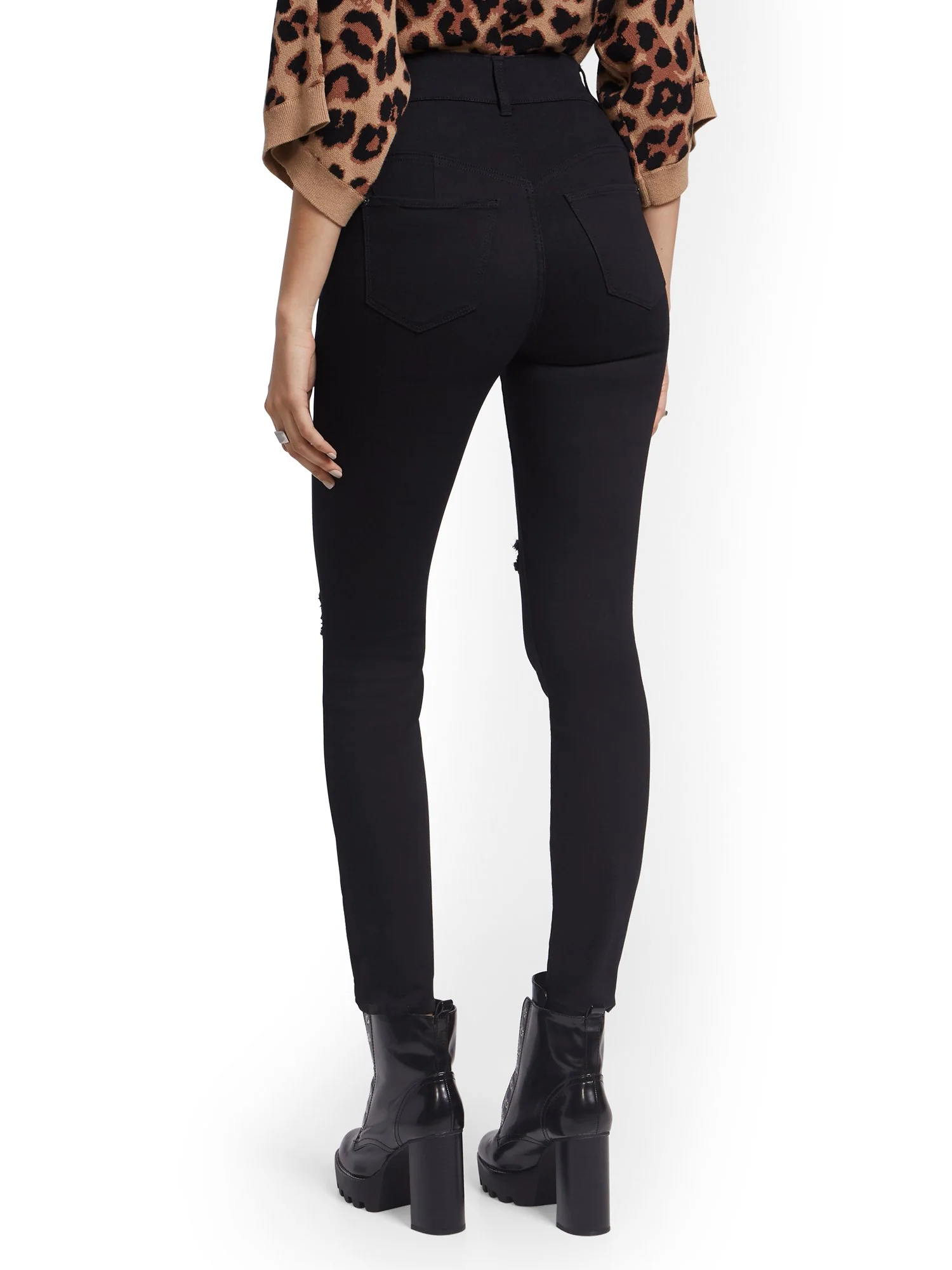 Tall Mya Curvy High-Waisted Sculpting No Gap Super-Skinny Ankle Jeans - Black - Image 3