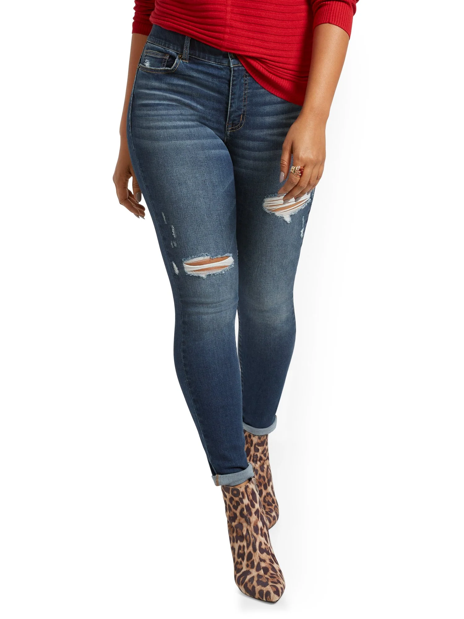 Tall Mya Curvy High-Waisted Sculpting No Gap Super-Skinny Ankle Jeans - Cowboy Blue - Image 2