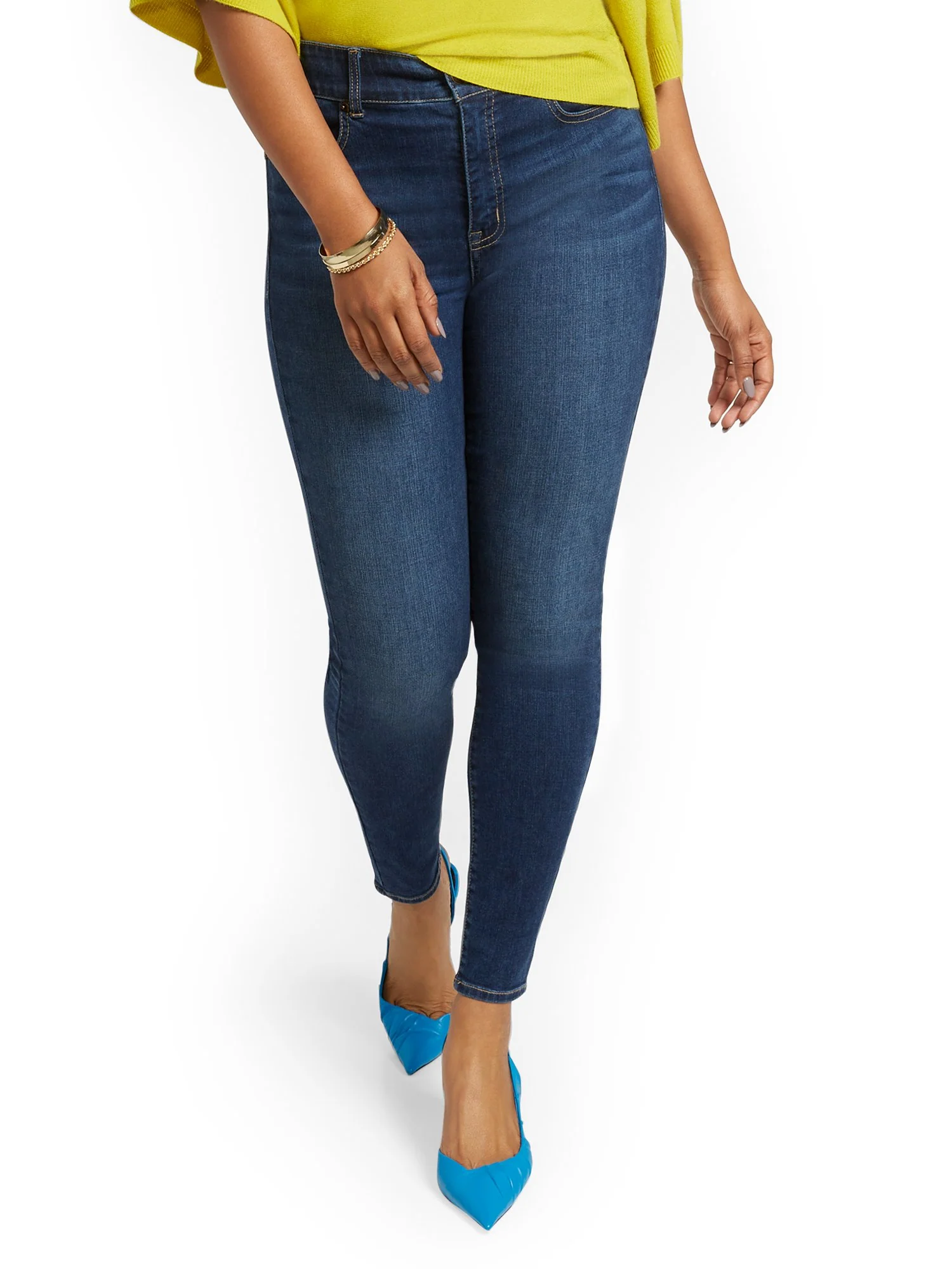 Tall Mya Curvy High-Waisted Sculpting No Gap Super-Skinny Ankle Jeans - Foxy Blue - Image 2