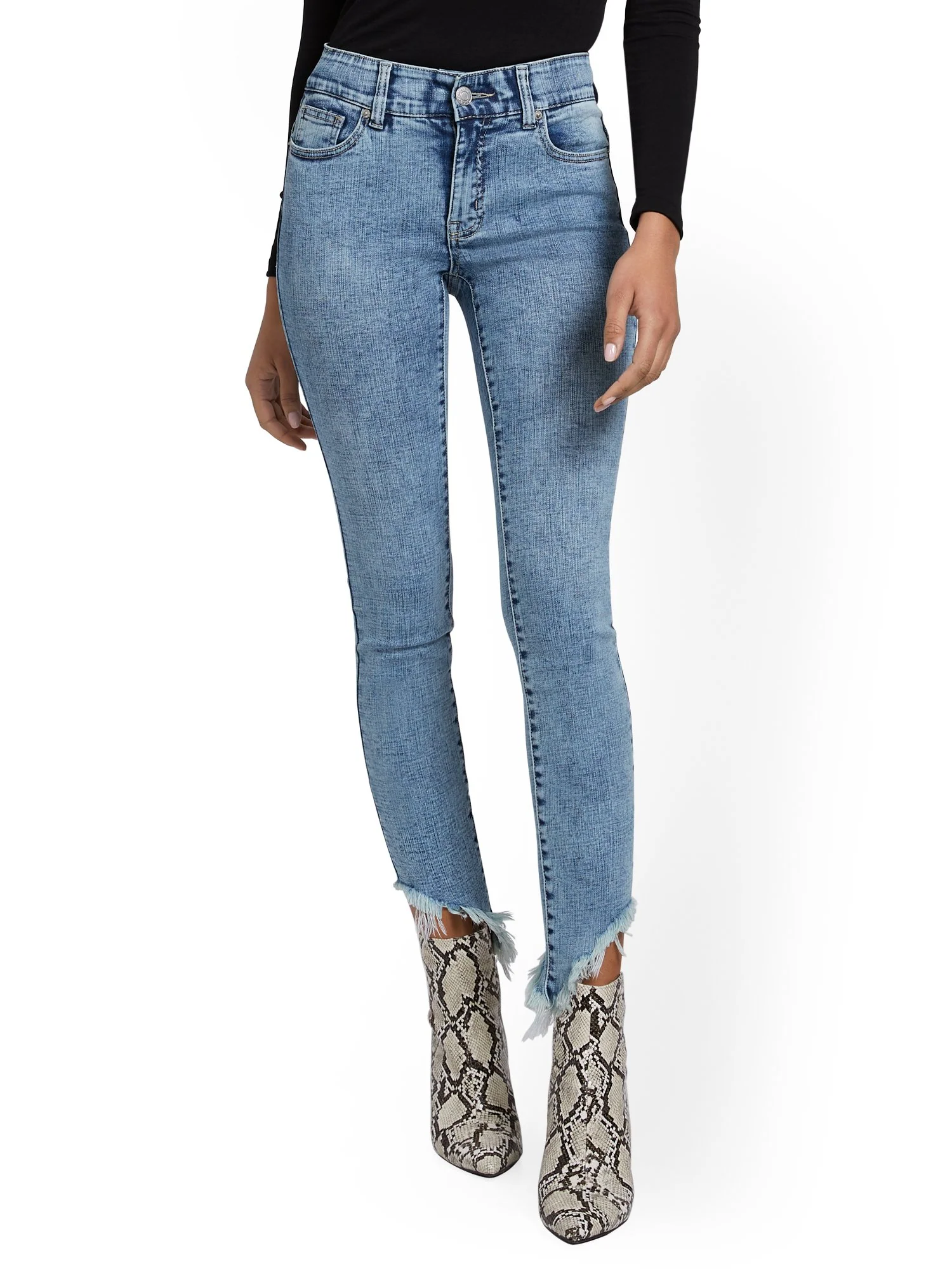 Tall Mya Curvy High-Waisted Sculpting No Gap Super-Skinny Ankle Jeans - Ripped-Hem - Image 2