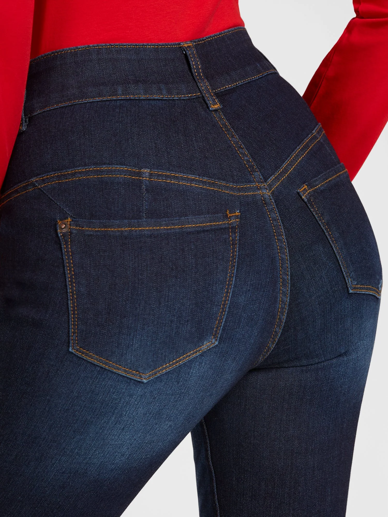 Tall Mya Curvy Ultra High-Waisted Sculpting No-Gap Super-Skinny Ankle Jeans - Dark Blue Wash - Image 4