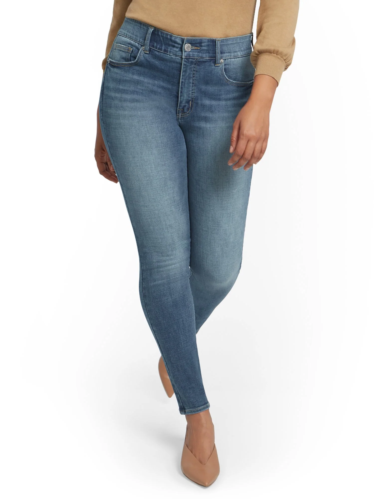 Tall Mya Super High-Waisted Shaping No Gap Super-Skinny Ankle Jeans - Light Wash - Image 2