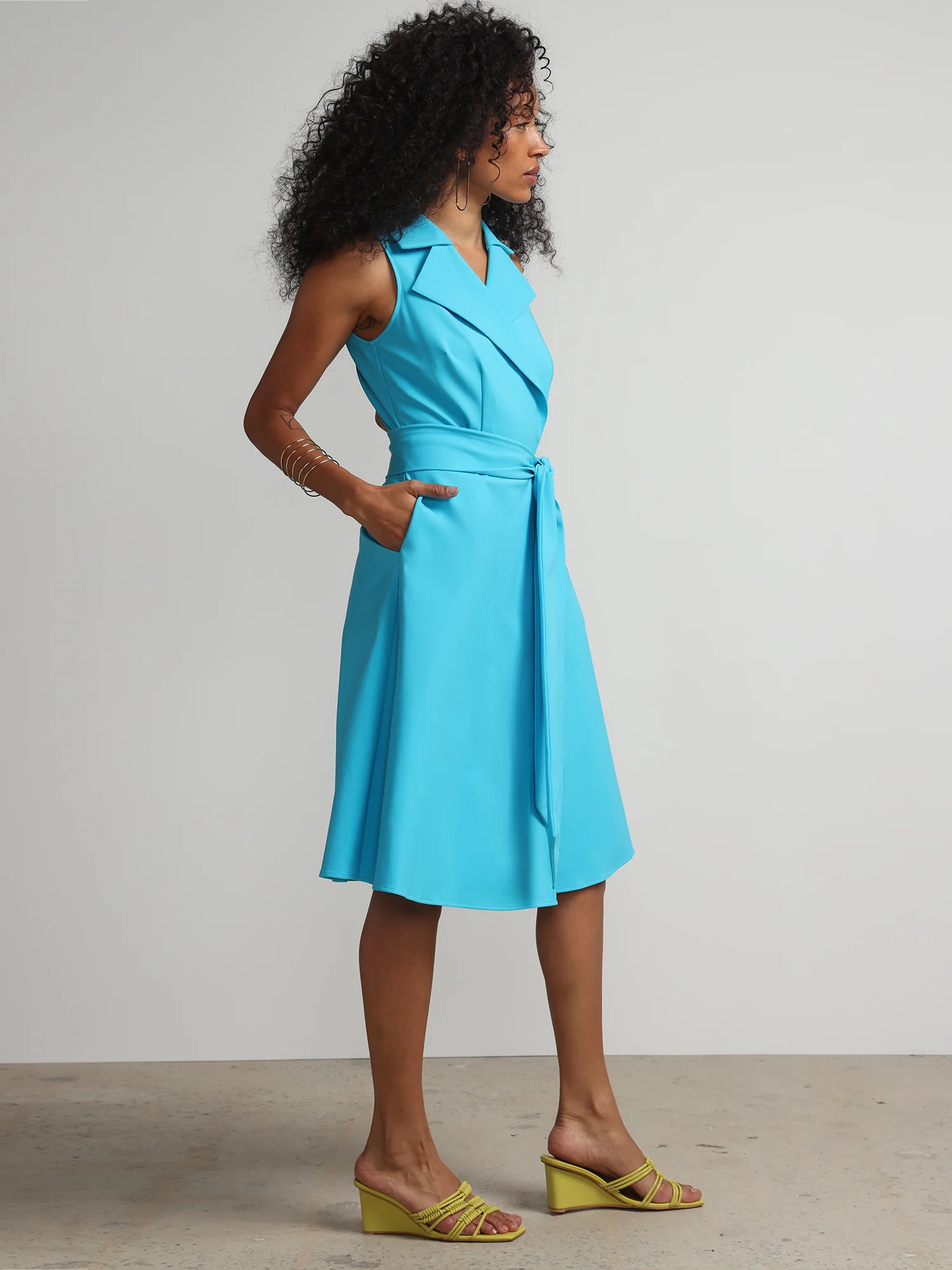 Tall Notch-Collar Belted Flare Dress - Fit To Flatter - Image 2