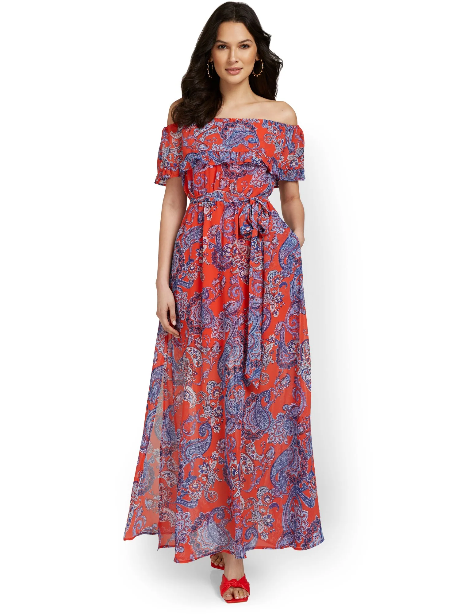 Tall Paisley Off-The-Shoulder Maxi Dress - Image 2