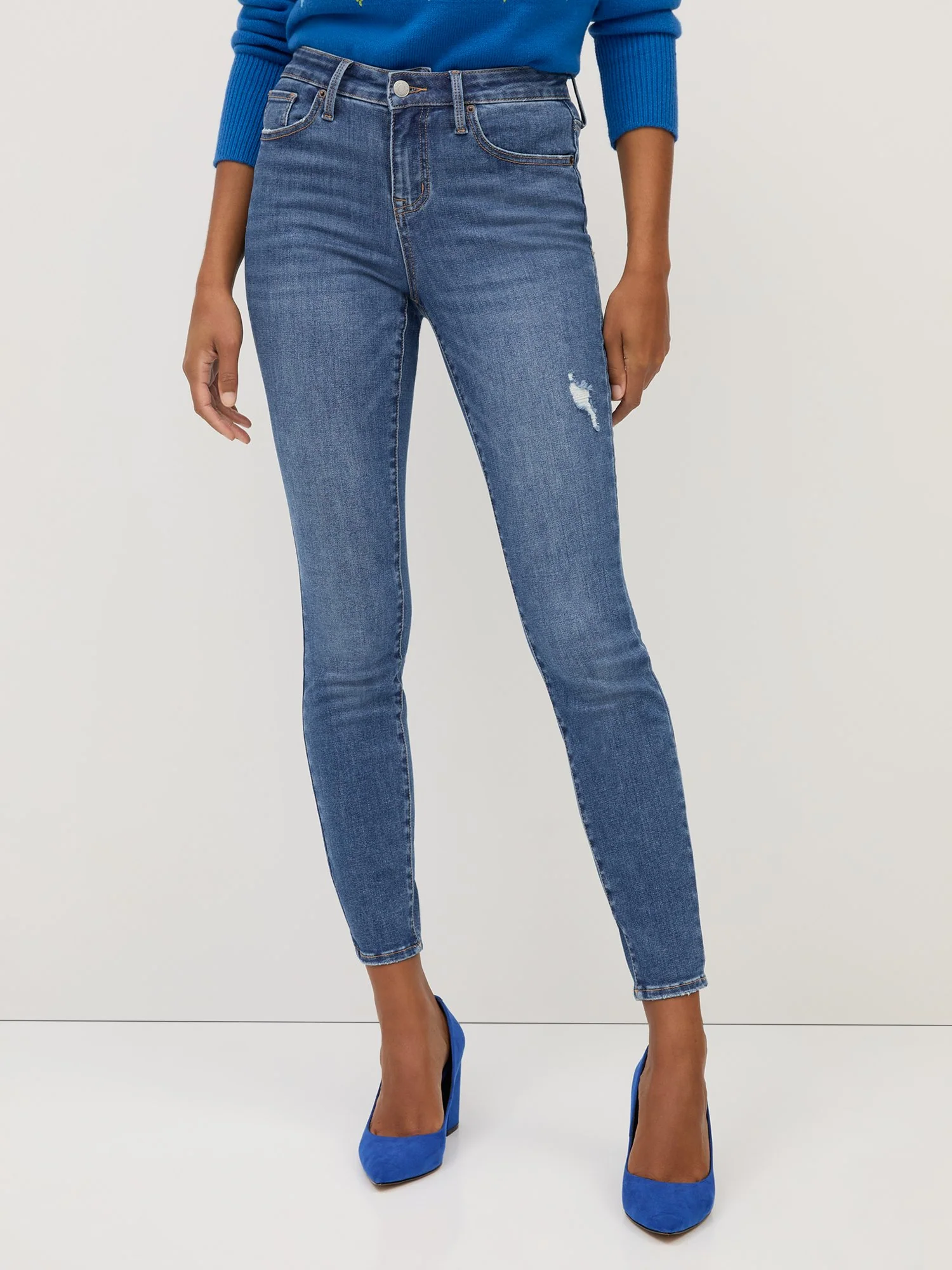 Tall Perfect Fit Mid-Rise Super-Skinny Jeans - Medium Wash - Image 5