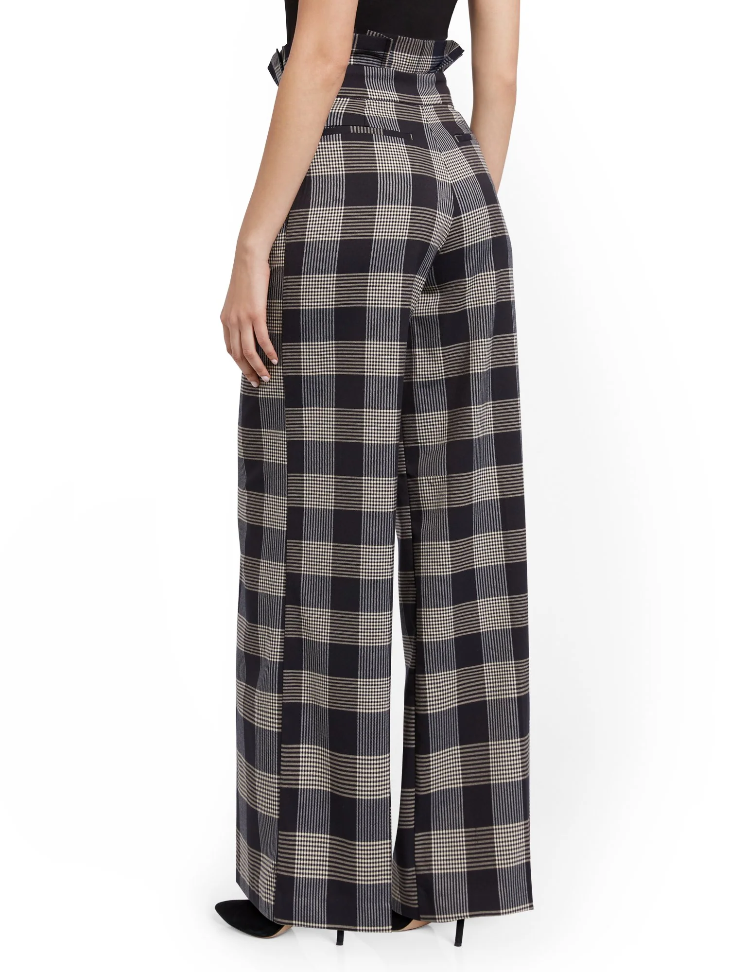 Tall Plaid Paperbag-Waist Wide-Leg Pant - Image 3