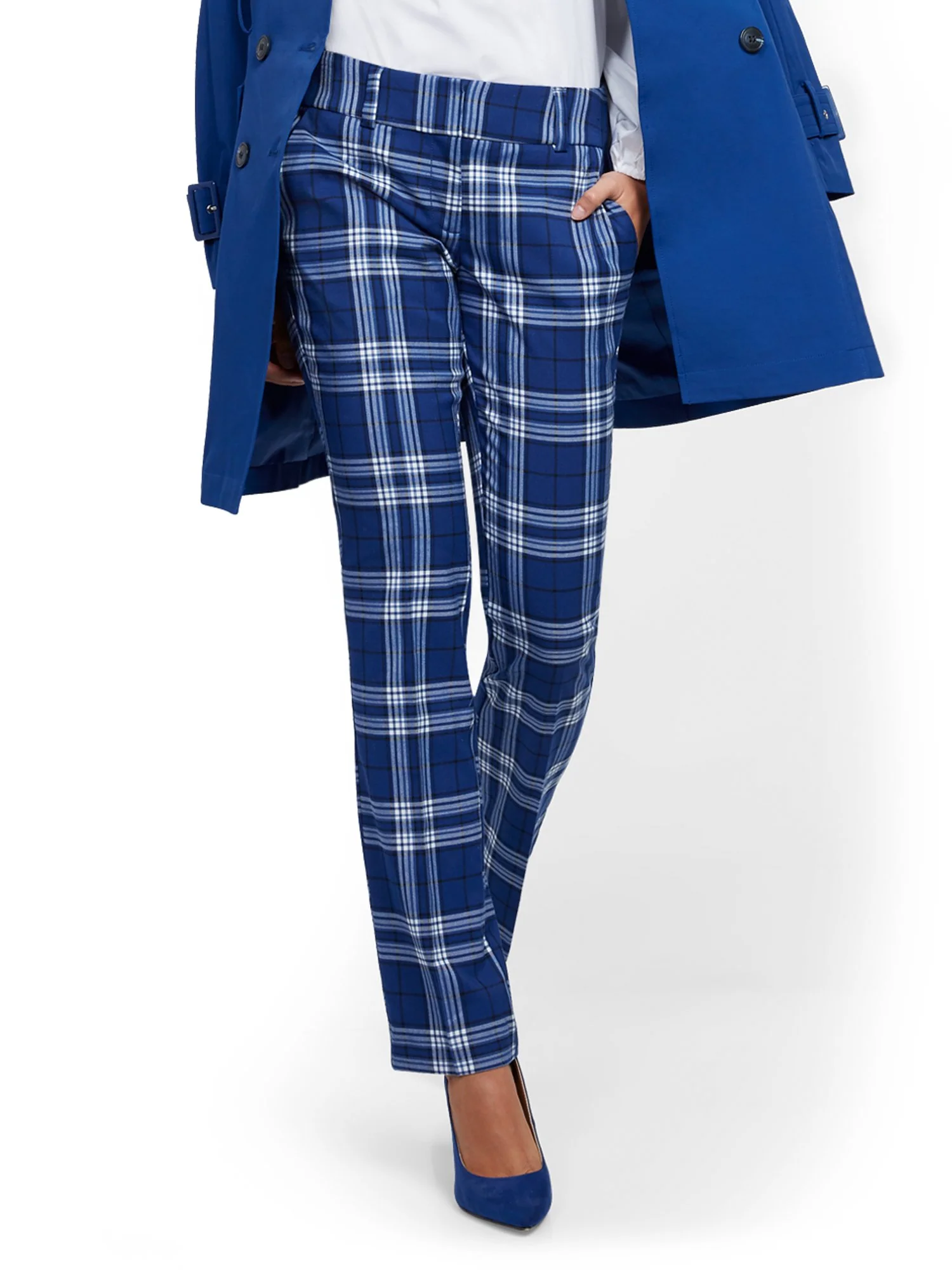 Tall Plaid Straight-Leg Pant - Signature Fit - 7th Avenue - Image 2