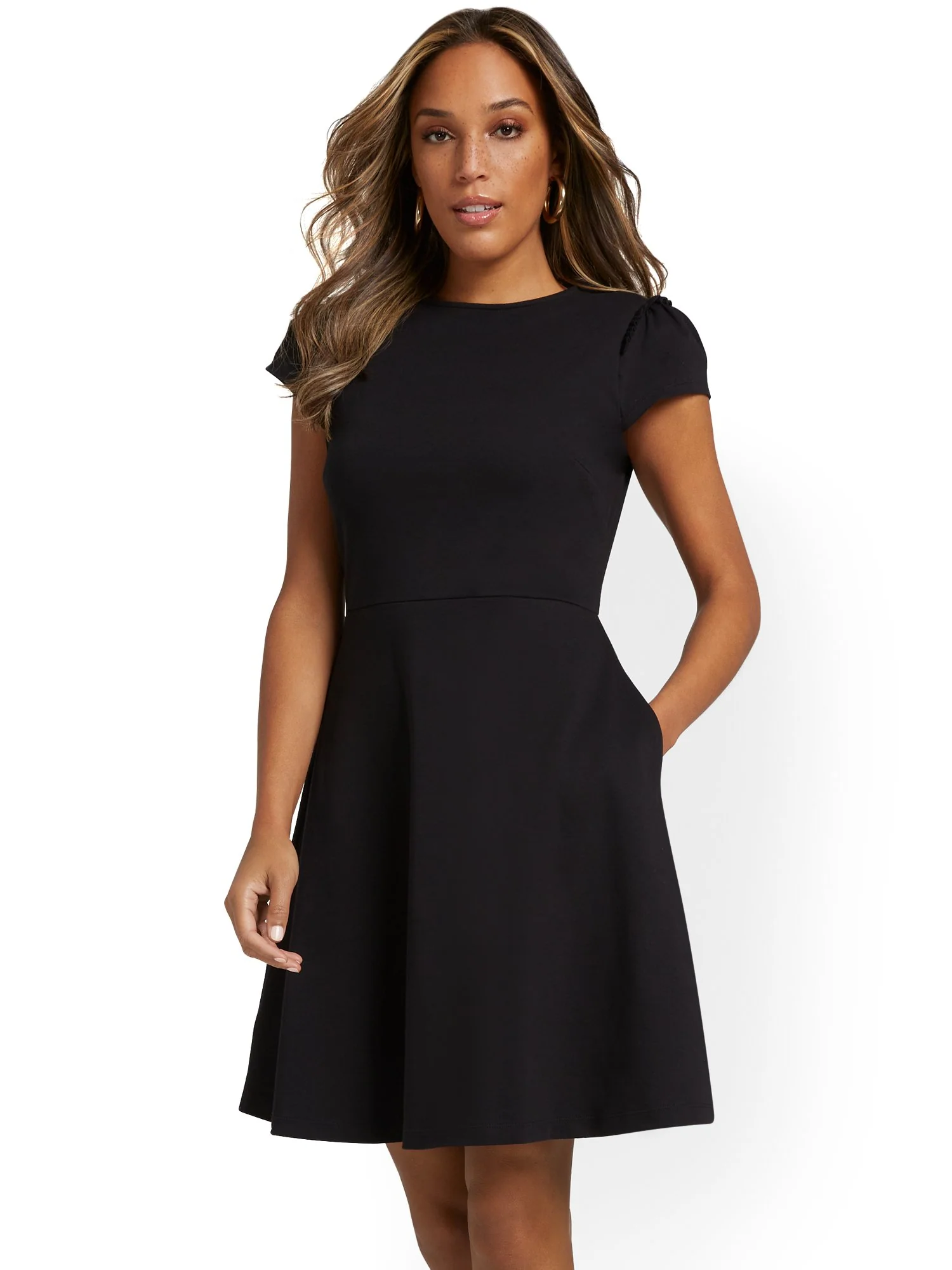Tall Puff-Sleeve Flare Dress - City Knits - Image 2