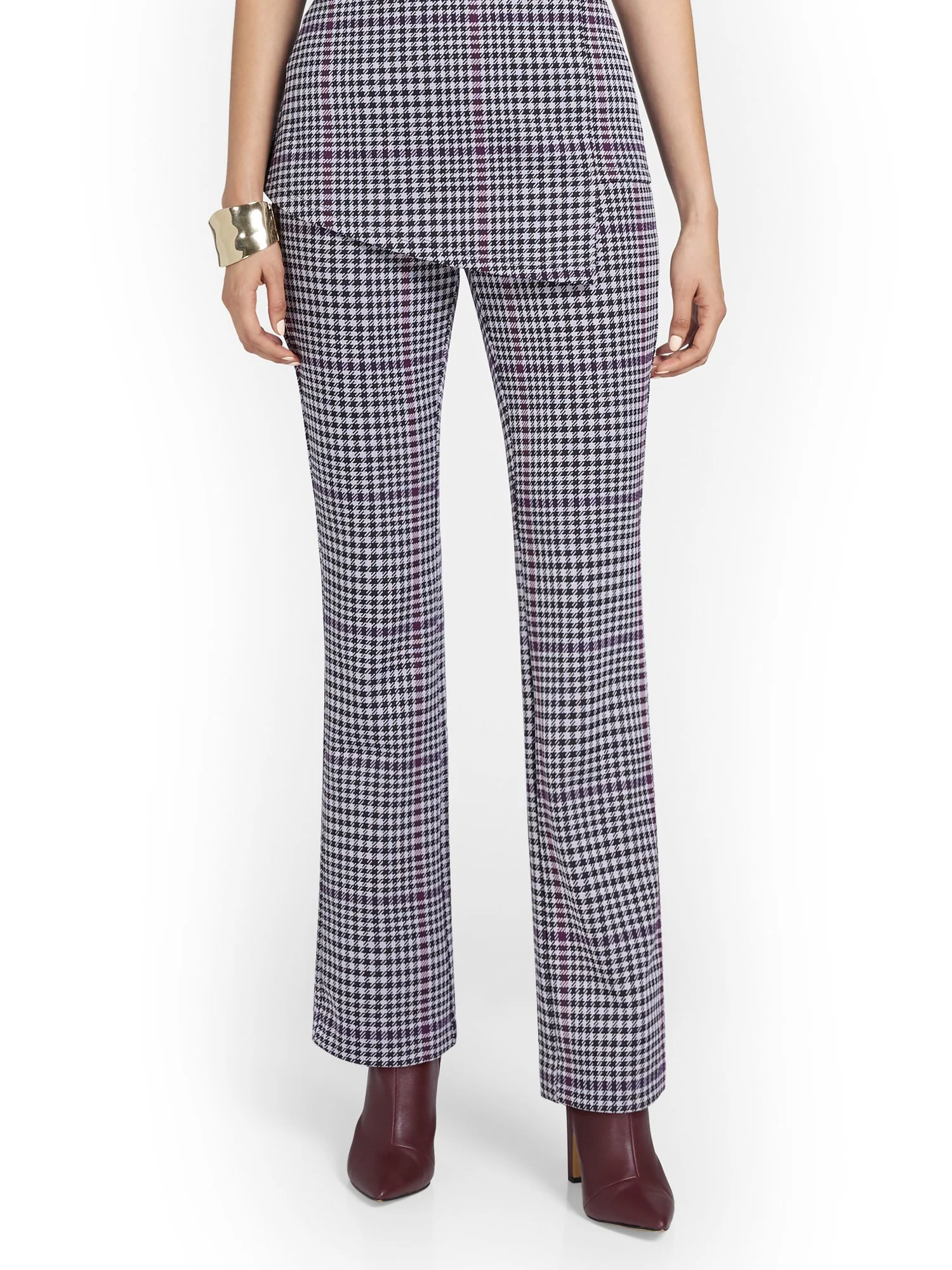 Tall Pull-On Houndstooth Bootcut Ponte Pant - Superflex