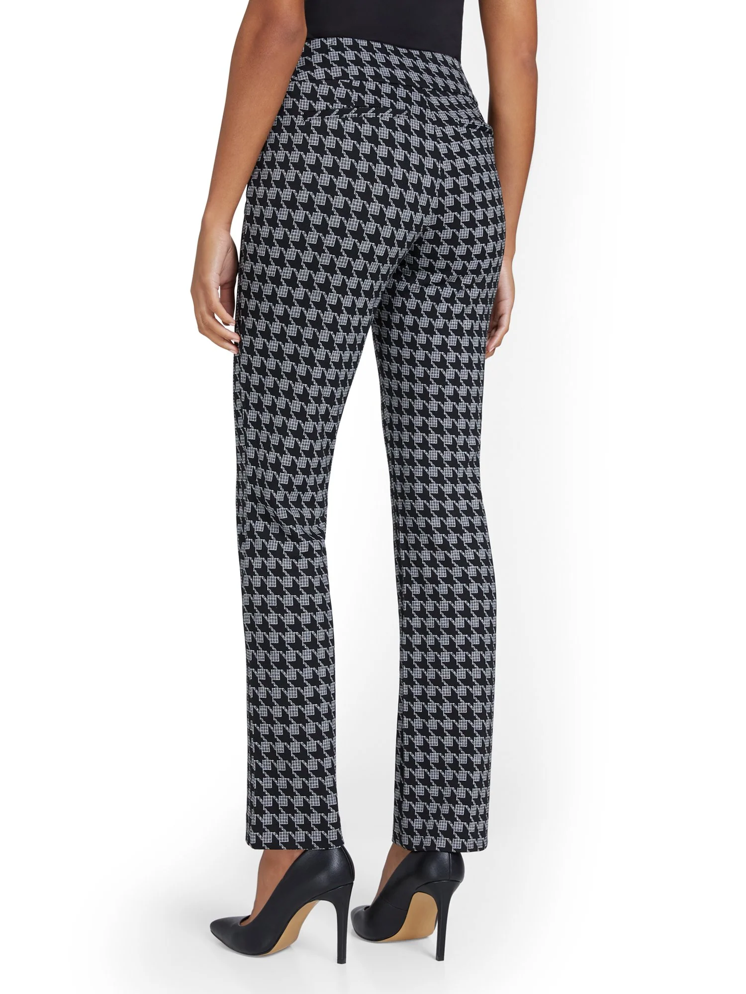Tall Pull-On Houndstooth Straight-Leg Ponte Pant - Superflex - Image 3