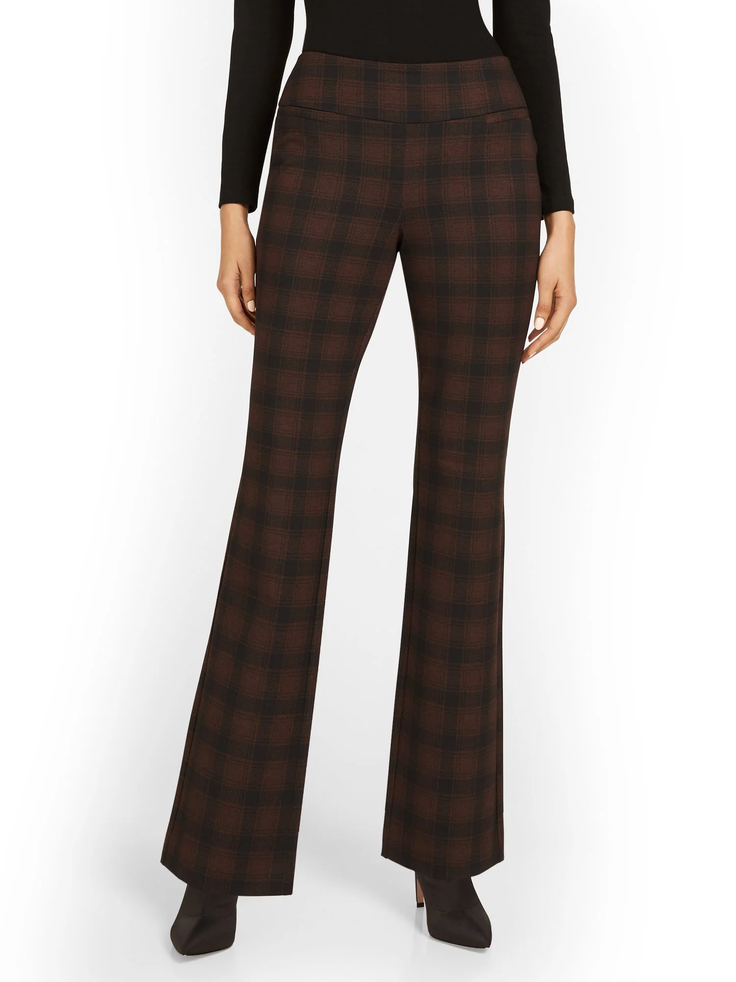 Tall Pull-On Plaid Bootcut Ponte Pant - Superflex