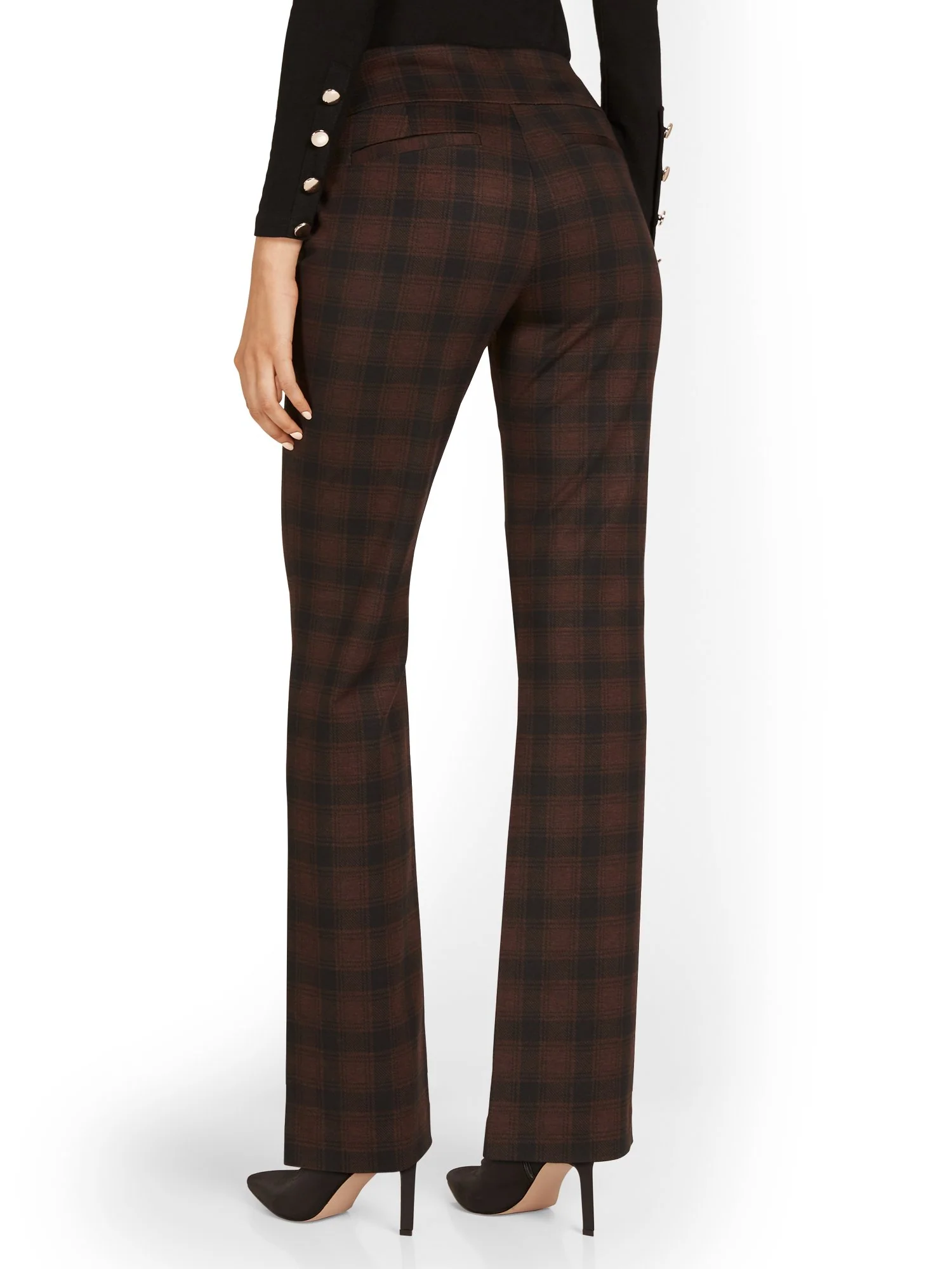 Tall Pull-On Plaid Bootcut Ponte Pant - Superflex - Image 3