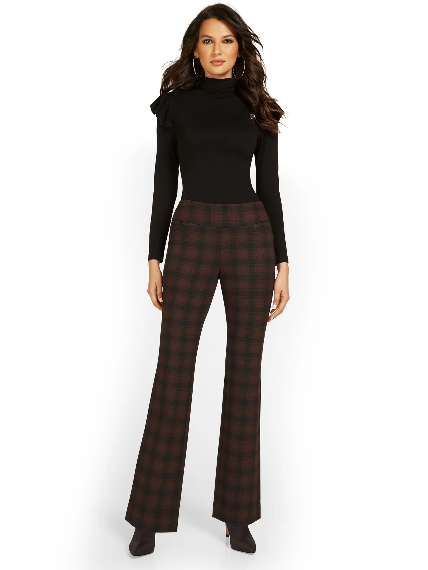 Tall Pull-On Plaid Bootcut Ponte Pant - Superflex - Image 4