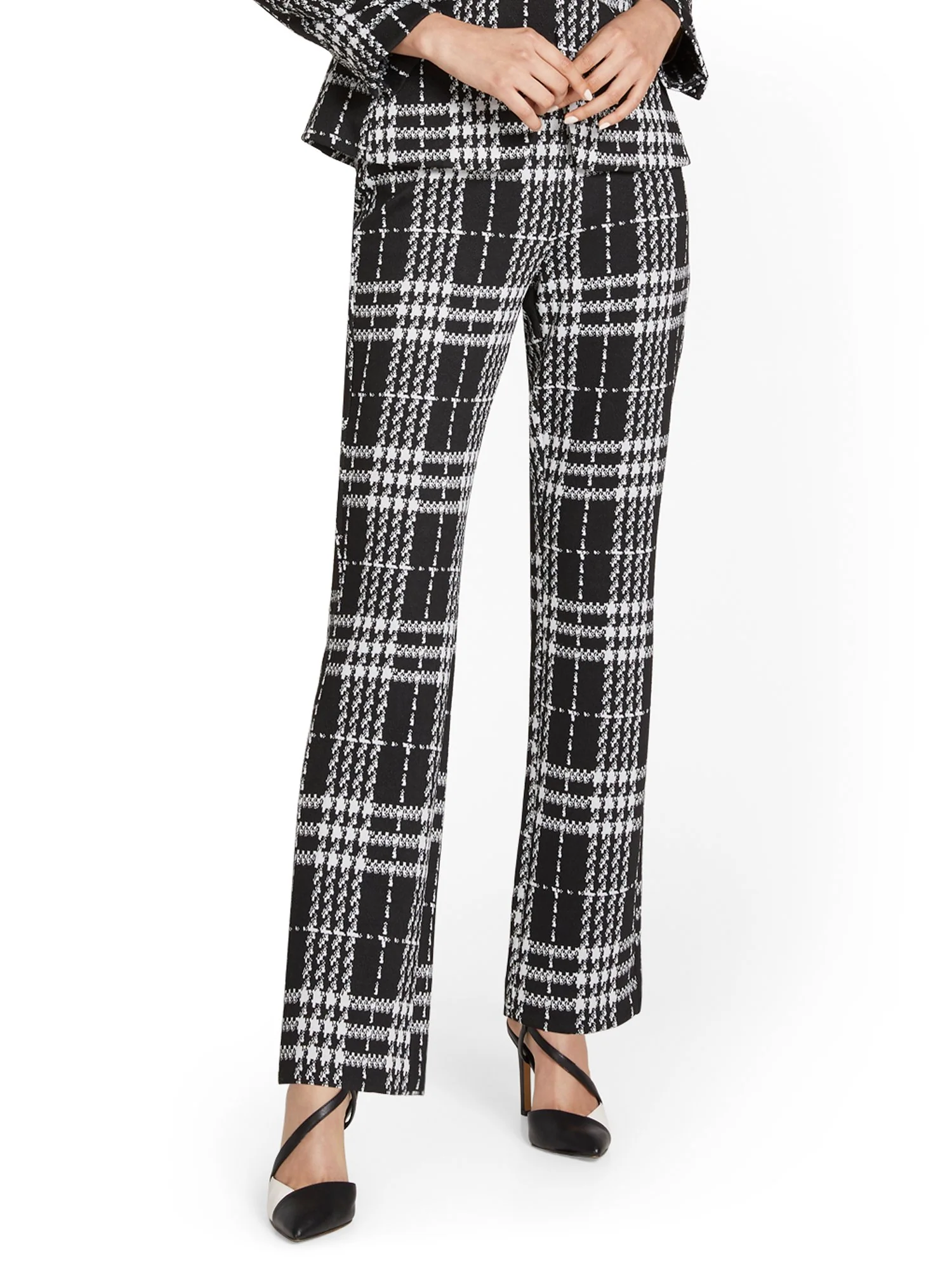 Tall Pull-On Plaid Straight-Leg Ponte Pant - Superflex - Image 2