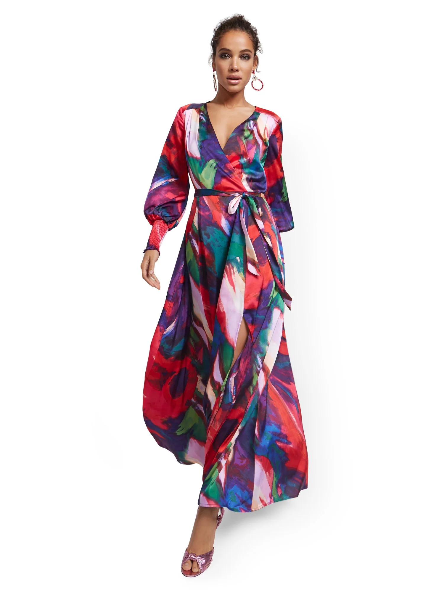 Tall Purple Faux Wrap Maxi Dress - Image 2