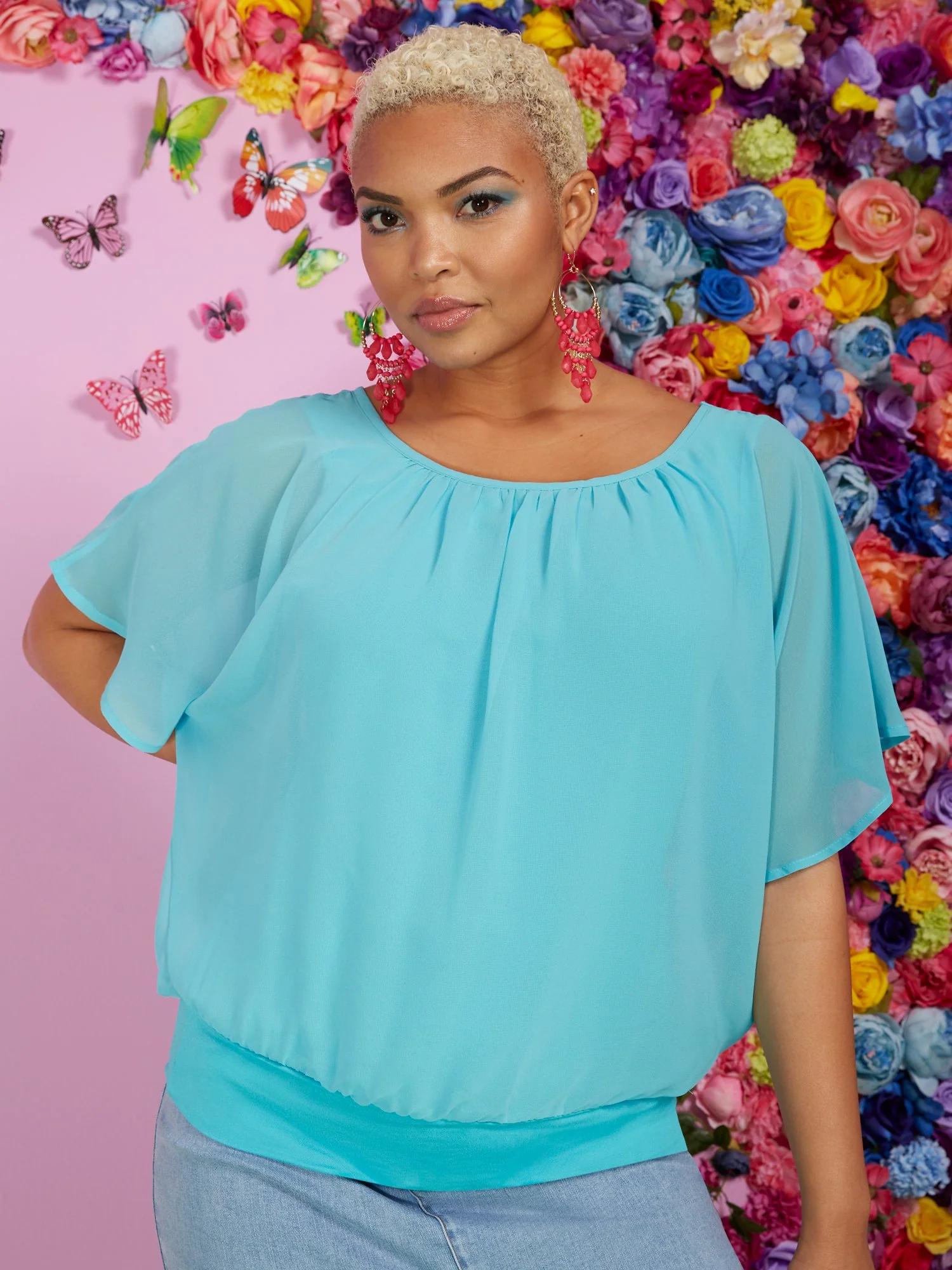 Tall Semi-Sheer Flutter Dolman-Sleeve Top - Image 13