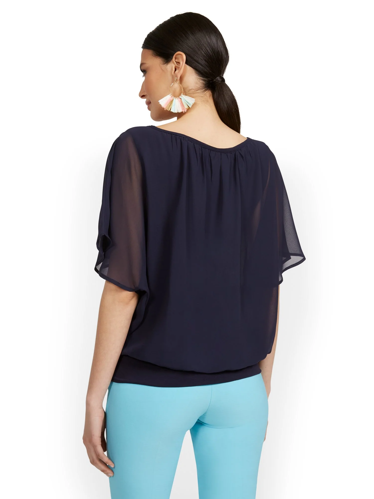 Tall Semi-Sheer Flutter Dolman-Sleeve Top - Image 21