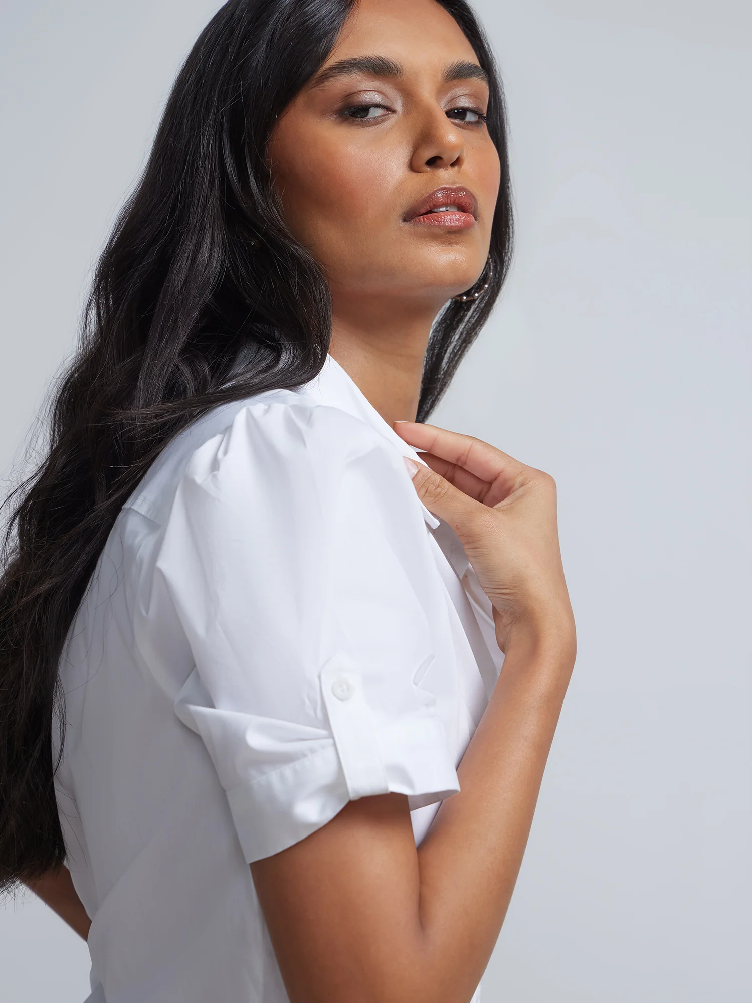 Tall Short-Sleeve Button-Front Secret Snap - NY&C Madison Shirt® - Image 8