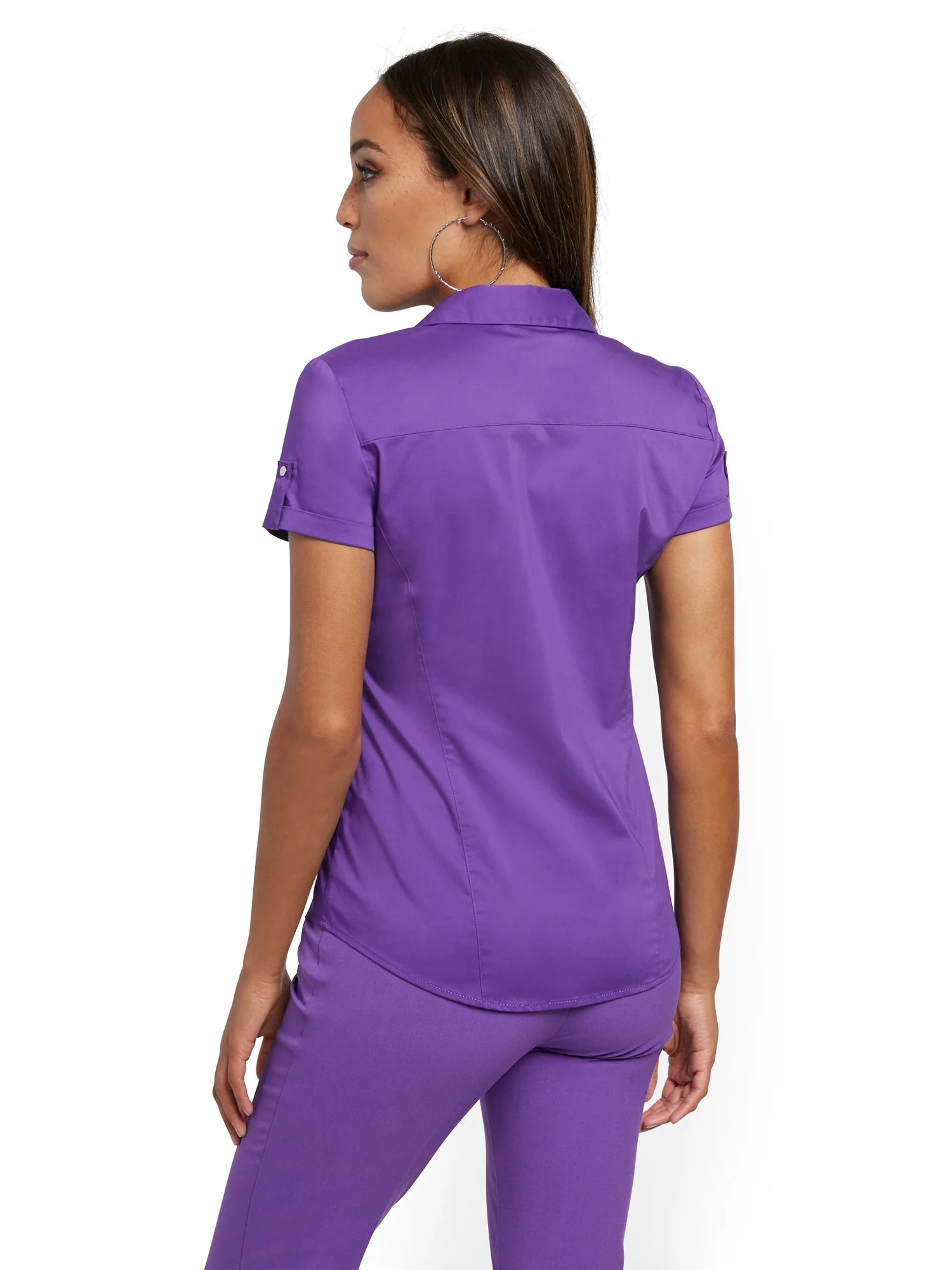 Tall Short-Sleeve Madison Stretch Shirt - Secret Snap - 7th Avenue - Image 3