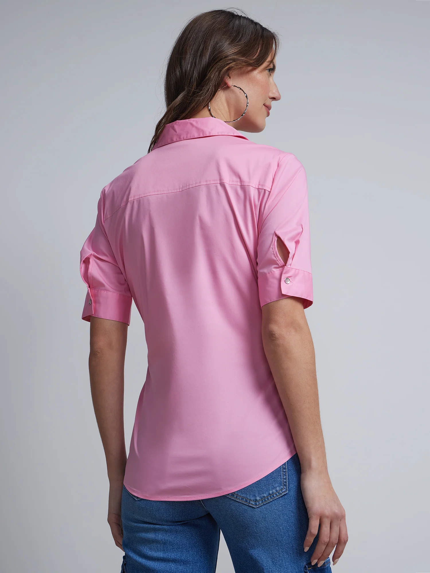 Tall Short-Sleeve Metal Button-Front Secret Snap - NY&C Madison Shirt® - Image 15