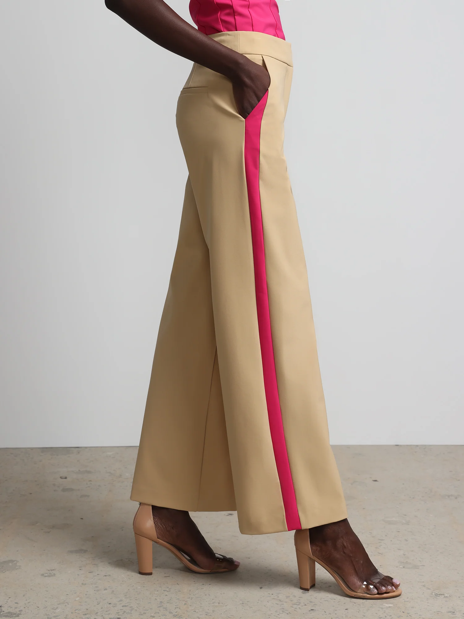 Tall Side-Piped Wide-Leg Pant