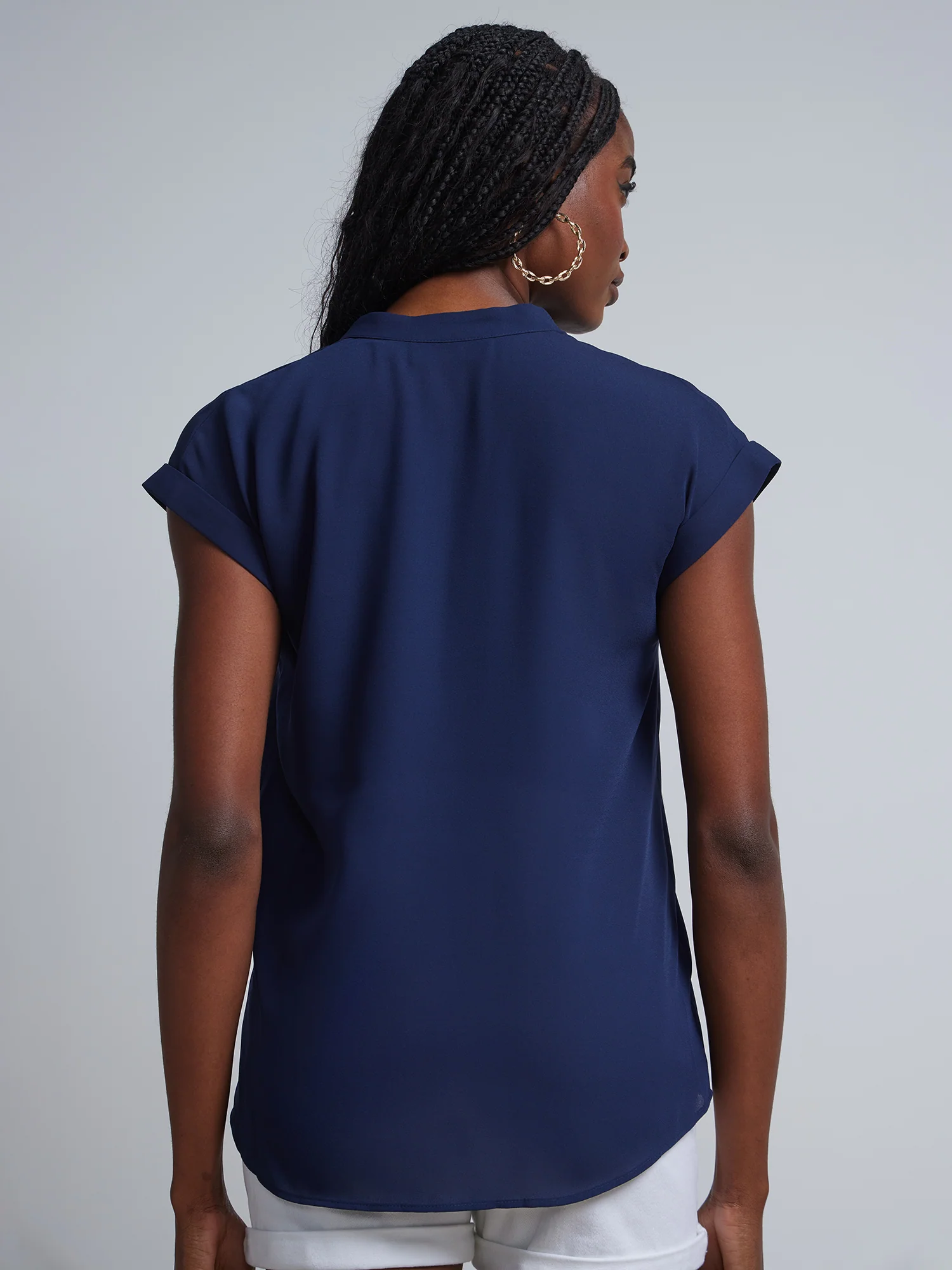 Tall Split-Neck Cuffed Blouse - Image 16