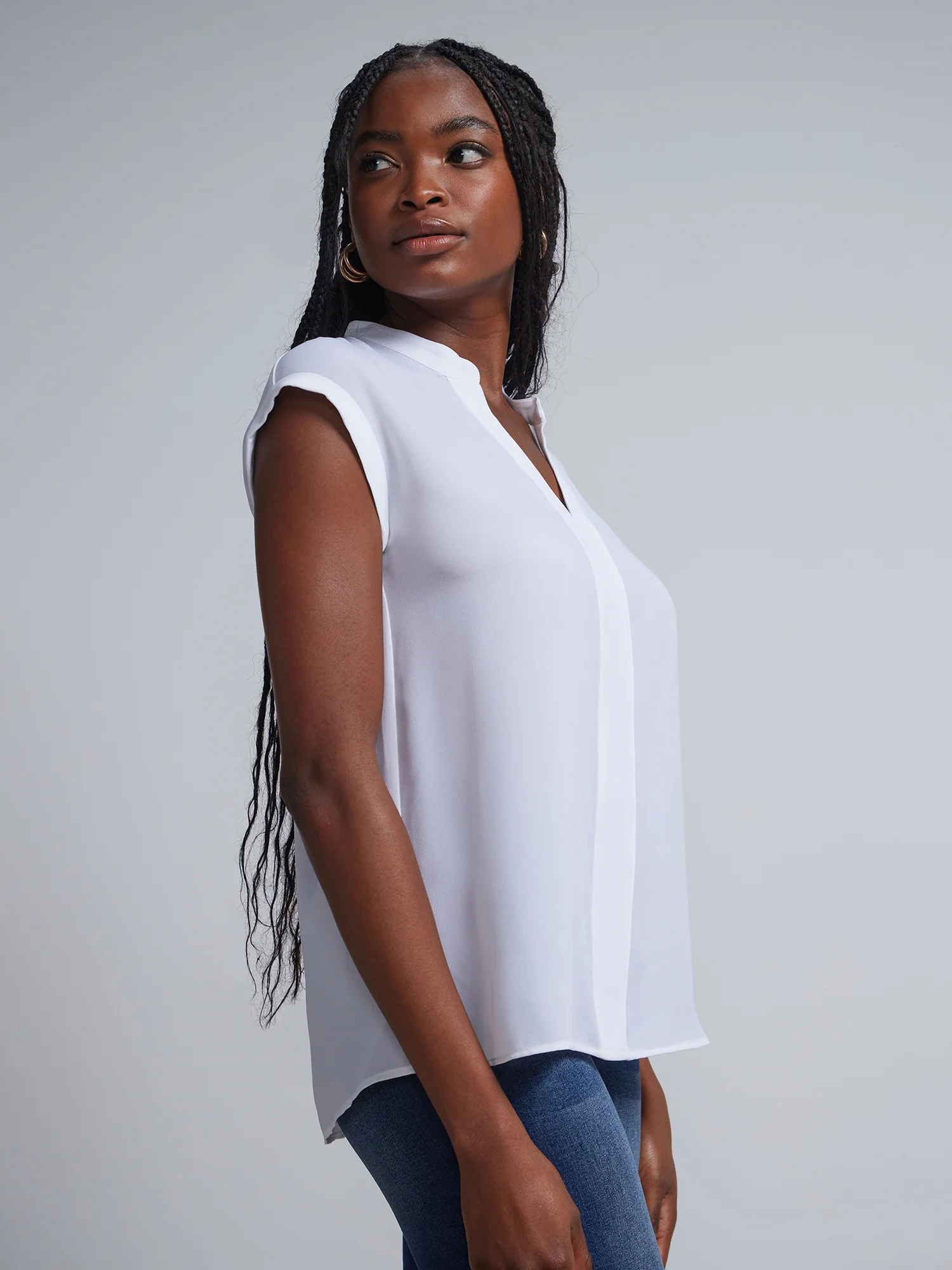 Tall Split-Neck Cuffed Blouse - Image 7
