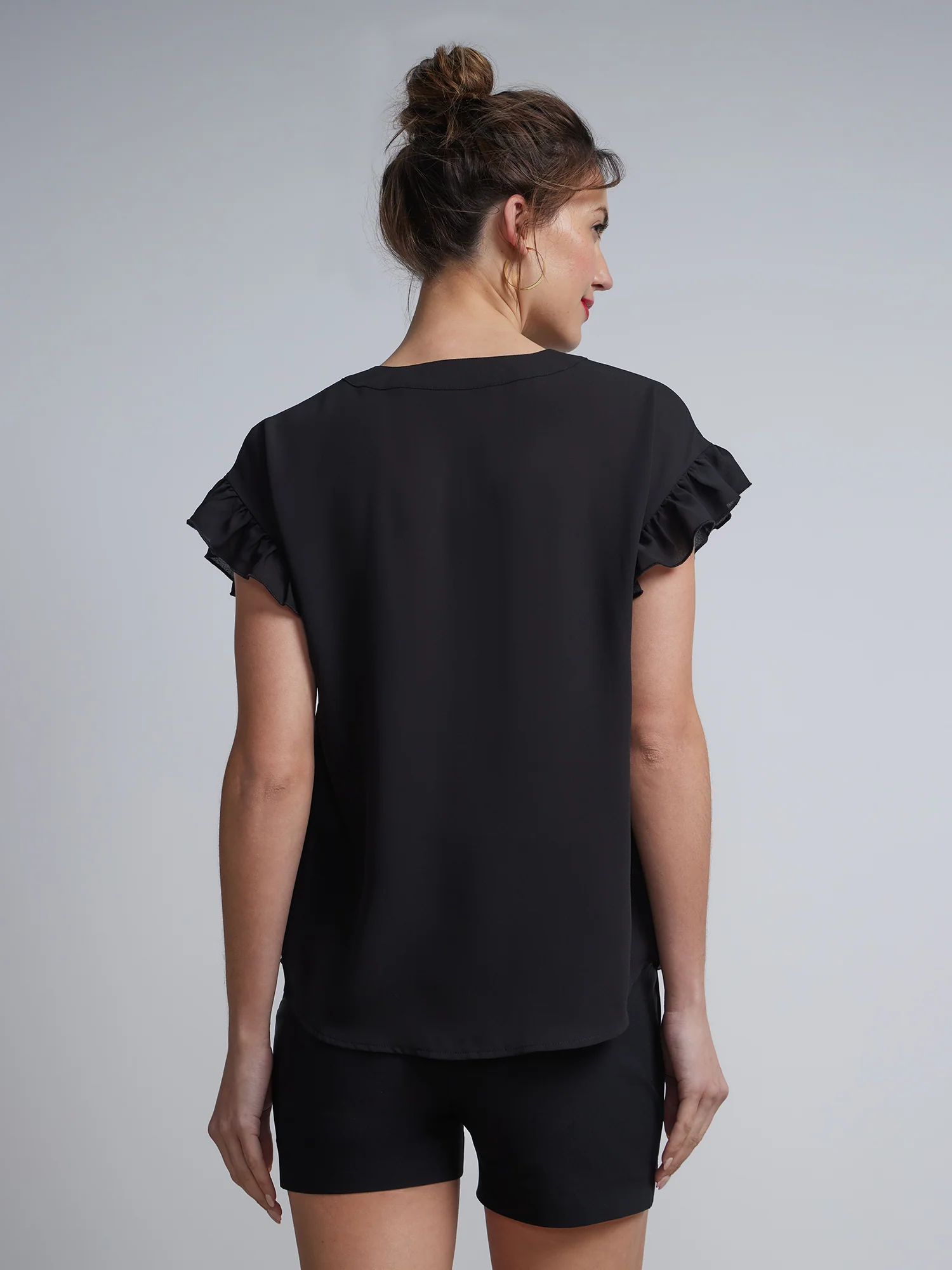 Tall Split-Neck Ruffle-Sleeve Blouse - Image 3