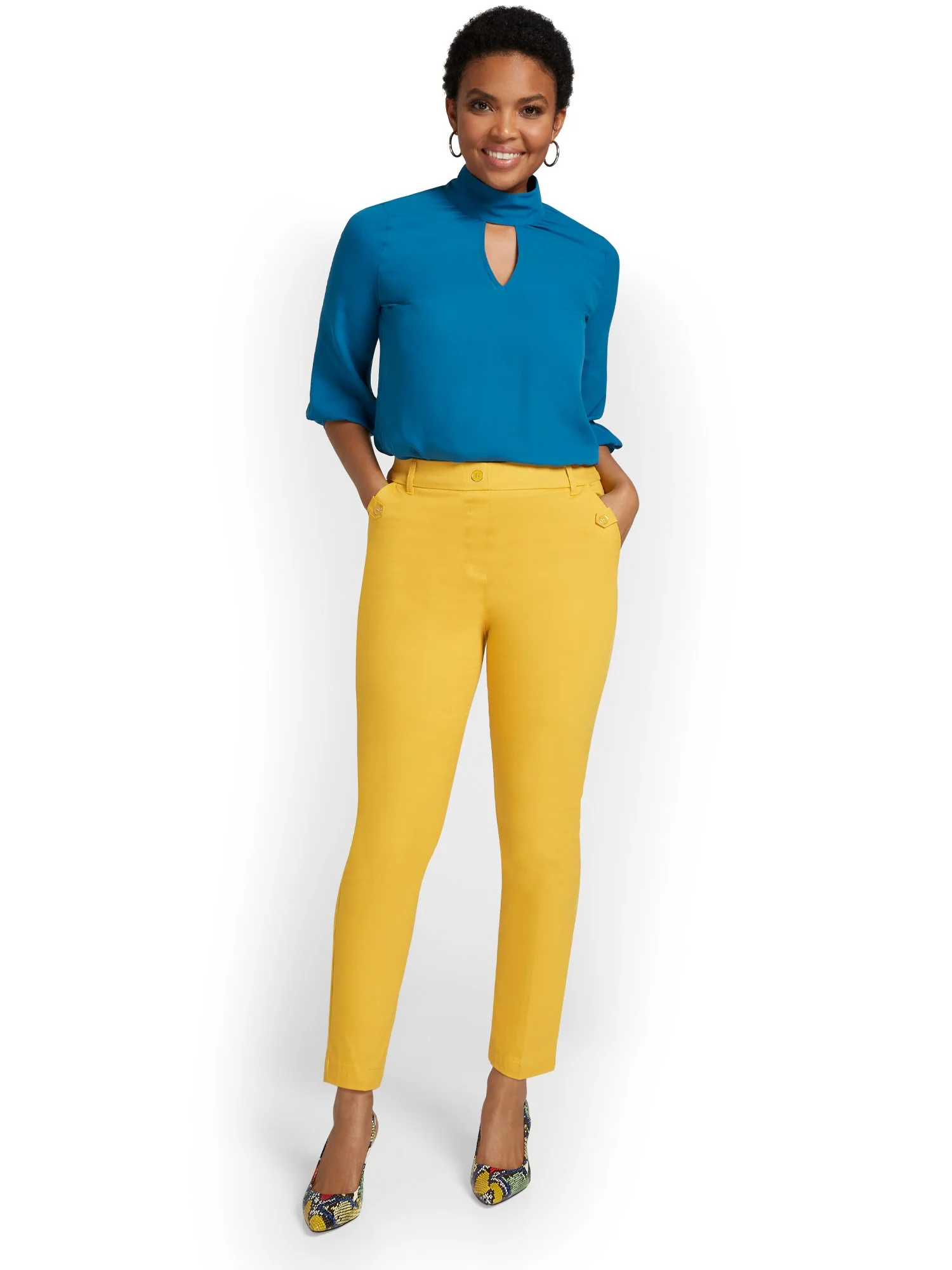 Tall Straight-Leg Button-Waist Ankle Pant - NY&Chic Collection - Image 10