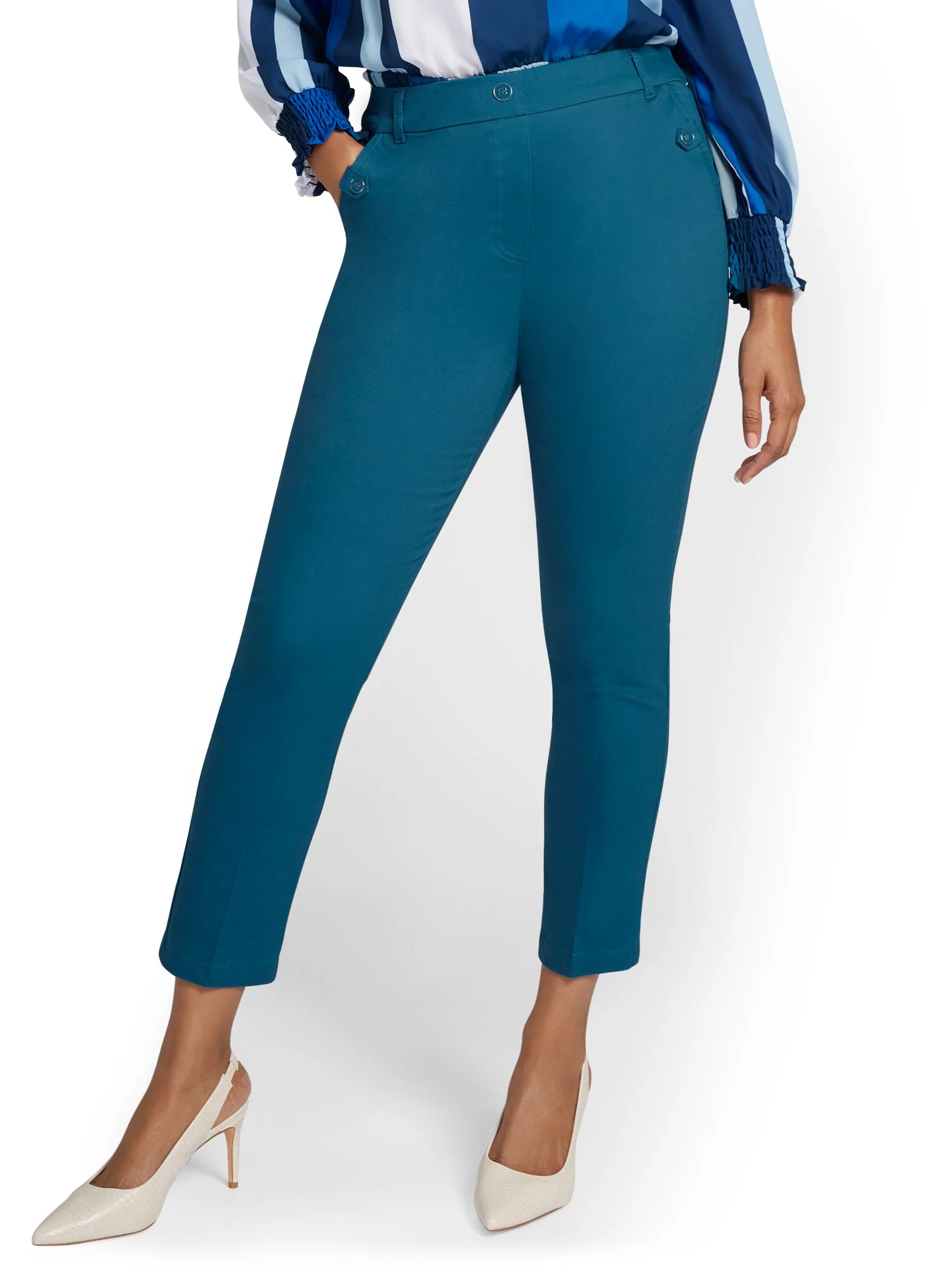 Tall Straight-Leg Button-Waist Ankle Pant - NY&Chic Collection - Image 16
