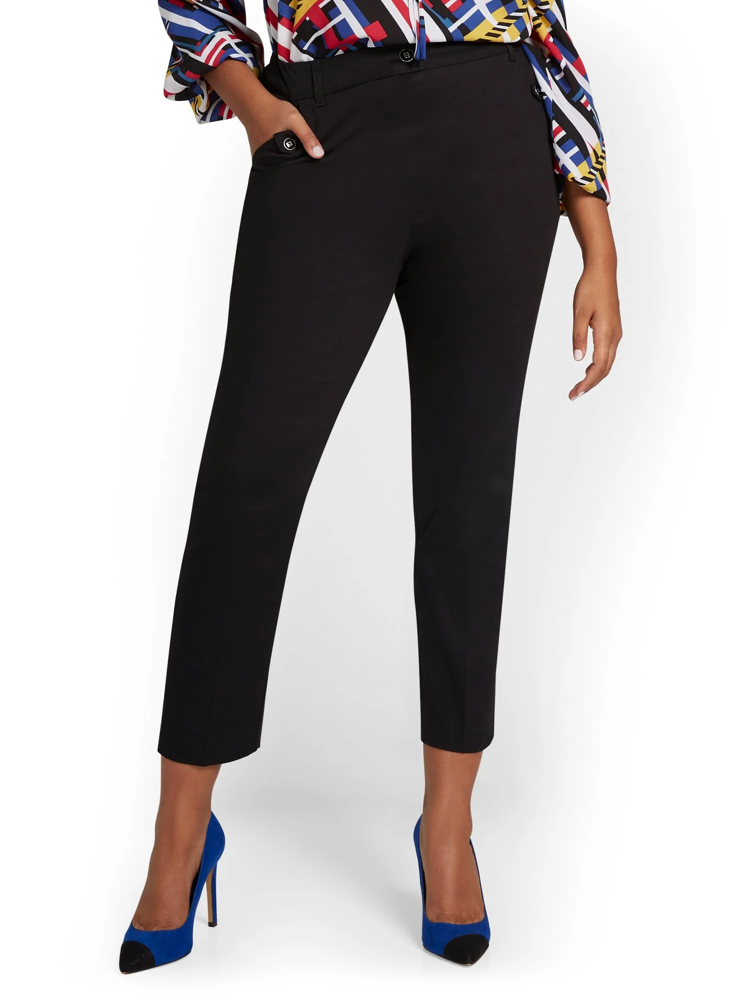 Tall Straight-Leg Button-Waist Ankle Pant - NY&Chic Collection - Image 2