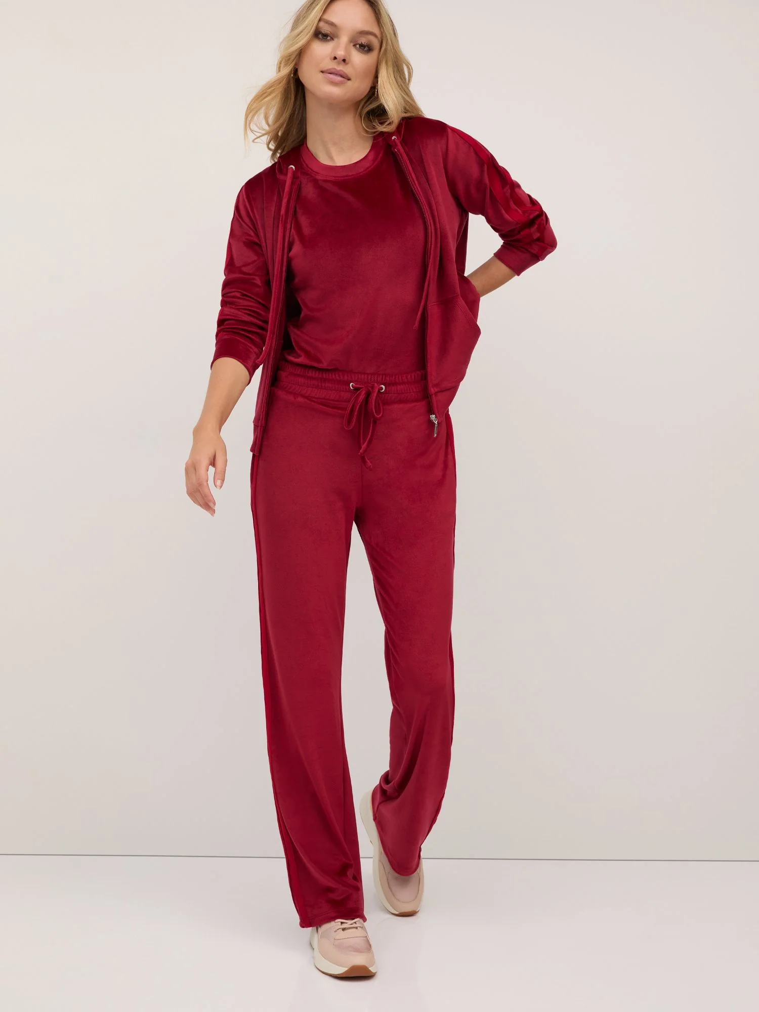Tall Striped Velour Straight-Leg Pant - Dreamy Velour Collection - Image 2