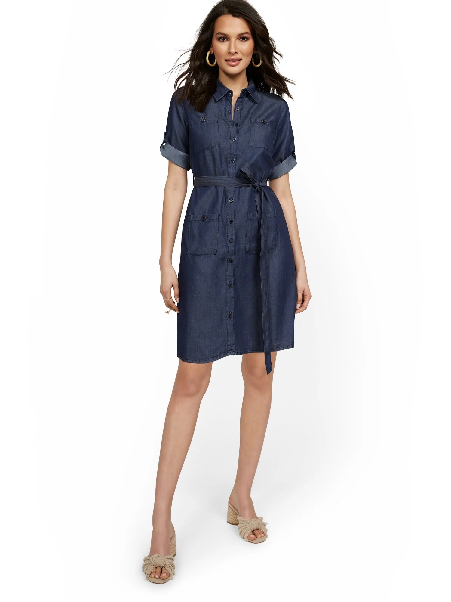Tall Tencel Four-Pocket Shirtdress - Image 6