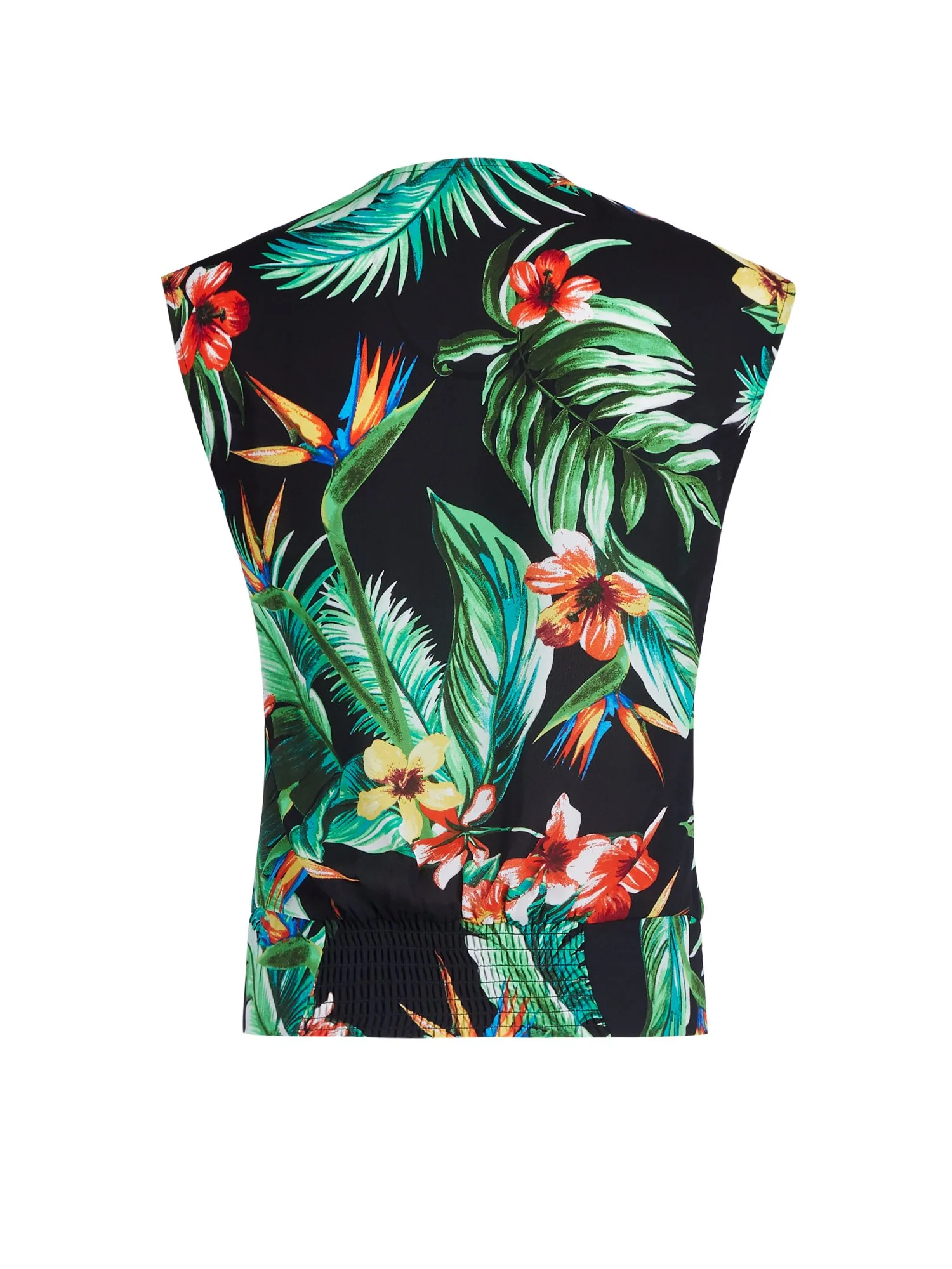 Tall Tropical-Print Smocked Wrap Blouse - Image 3