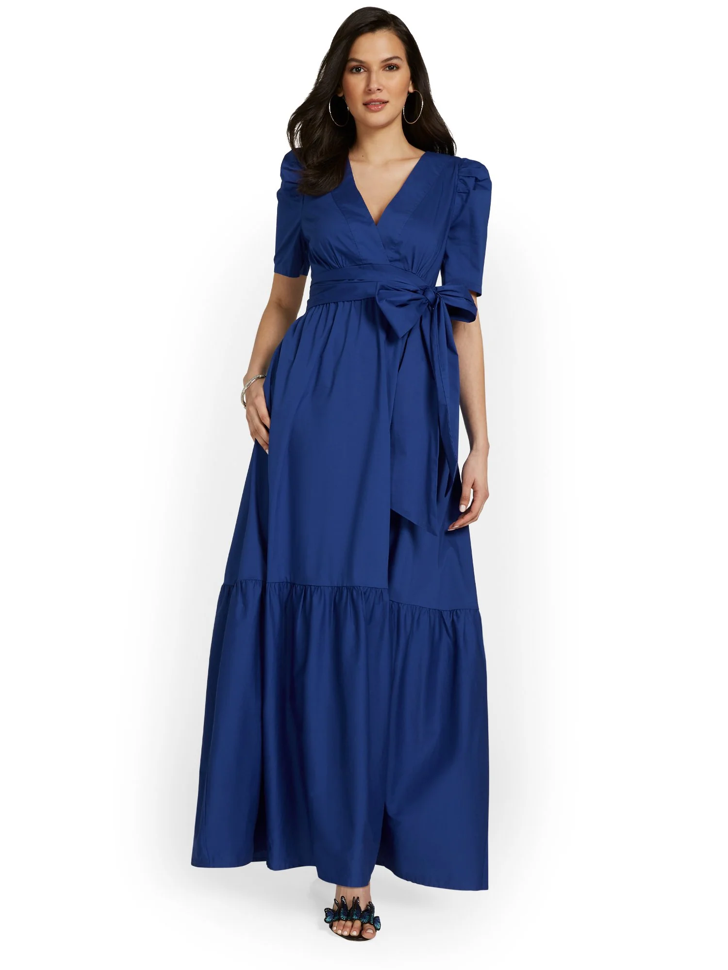 Tall V-Neck Bow-Waist Maxi Dress - Image 2