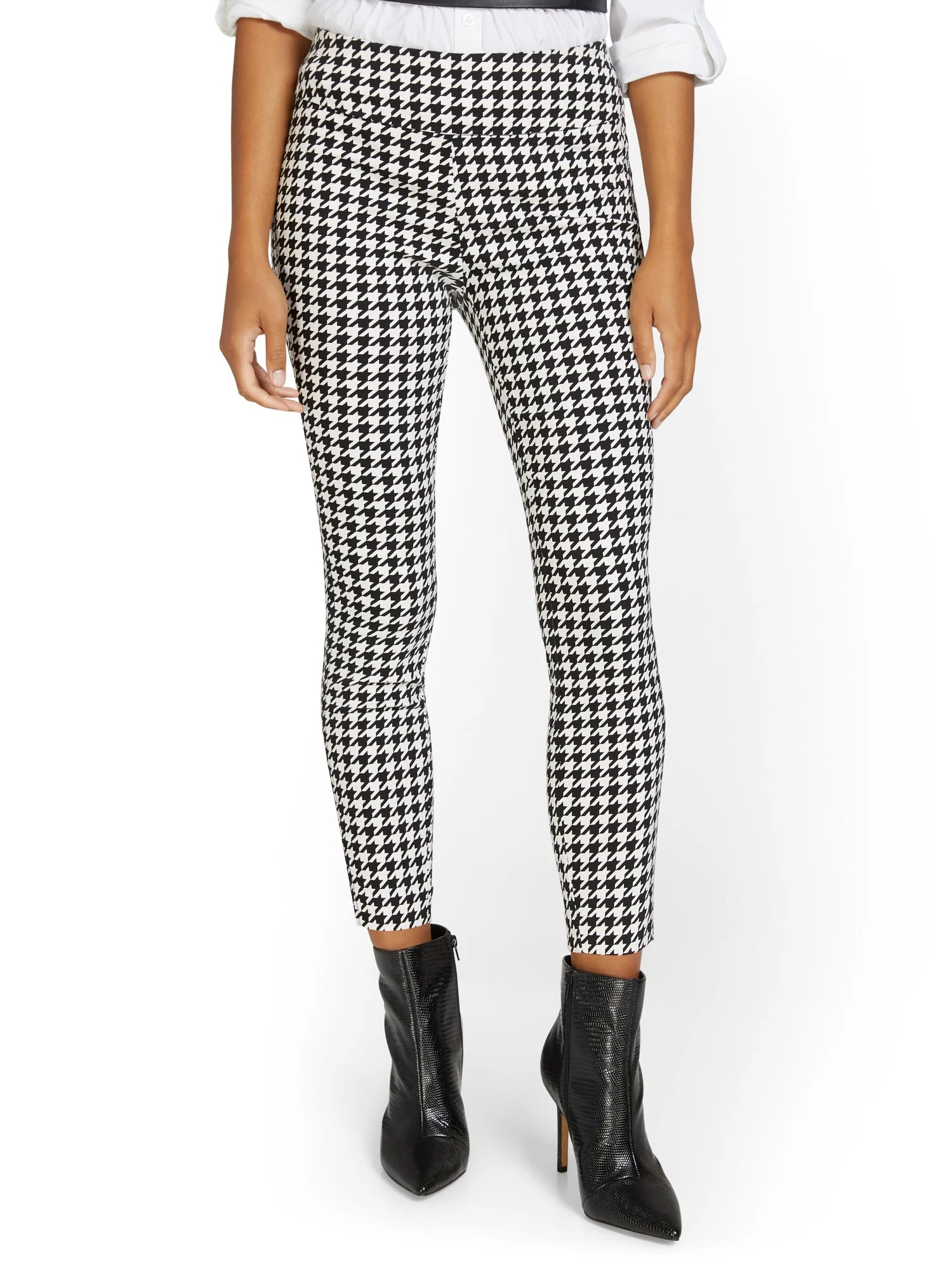 Tall Whitney High-Waisted Pull-On Slim-Leg Ankle Pant - Houndstooth - Image 5