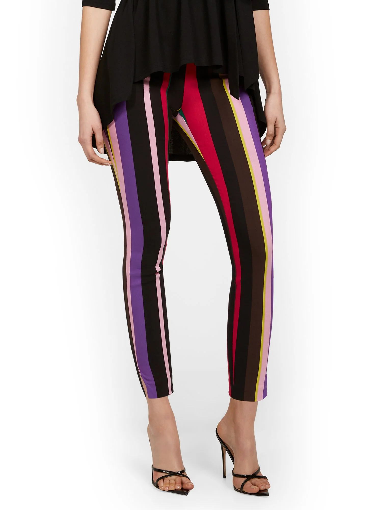 Tall Whitney High-Waisted Pull-On Slim-Leg Ankle Pant - Multi-Stripe - Image 2
